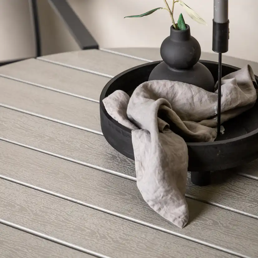 Break - Dining Table Round- White / Grey - Alu / Aintwood - Grå