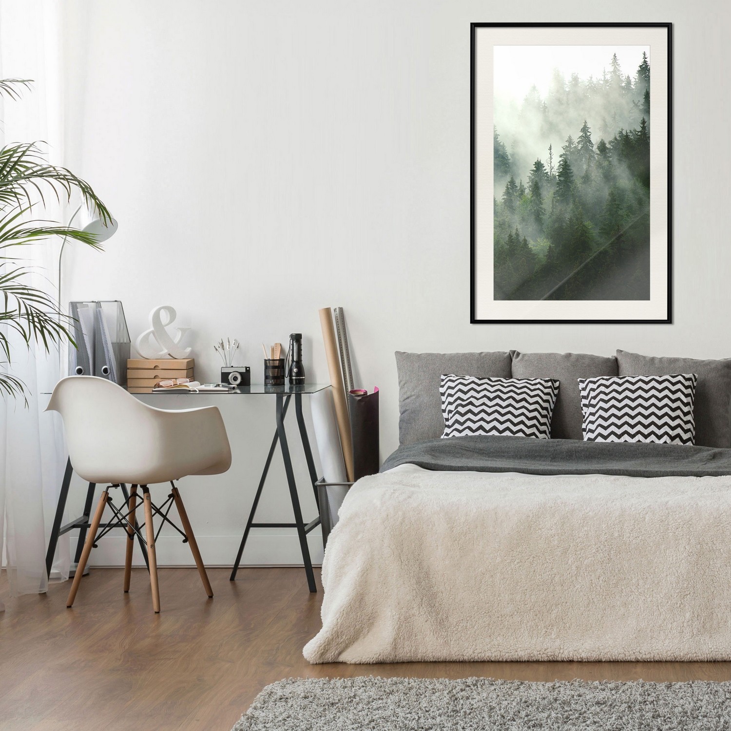Affisch - Coniferous Forest [Poster] 30x45 Svart ram med passepartout, 30x45 cm