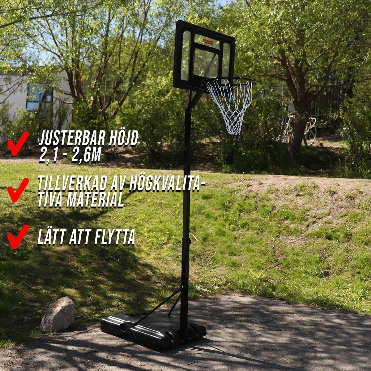 Basketkorg ProSport Ungdom Black Edition 2,1-2,6m