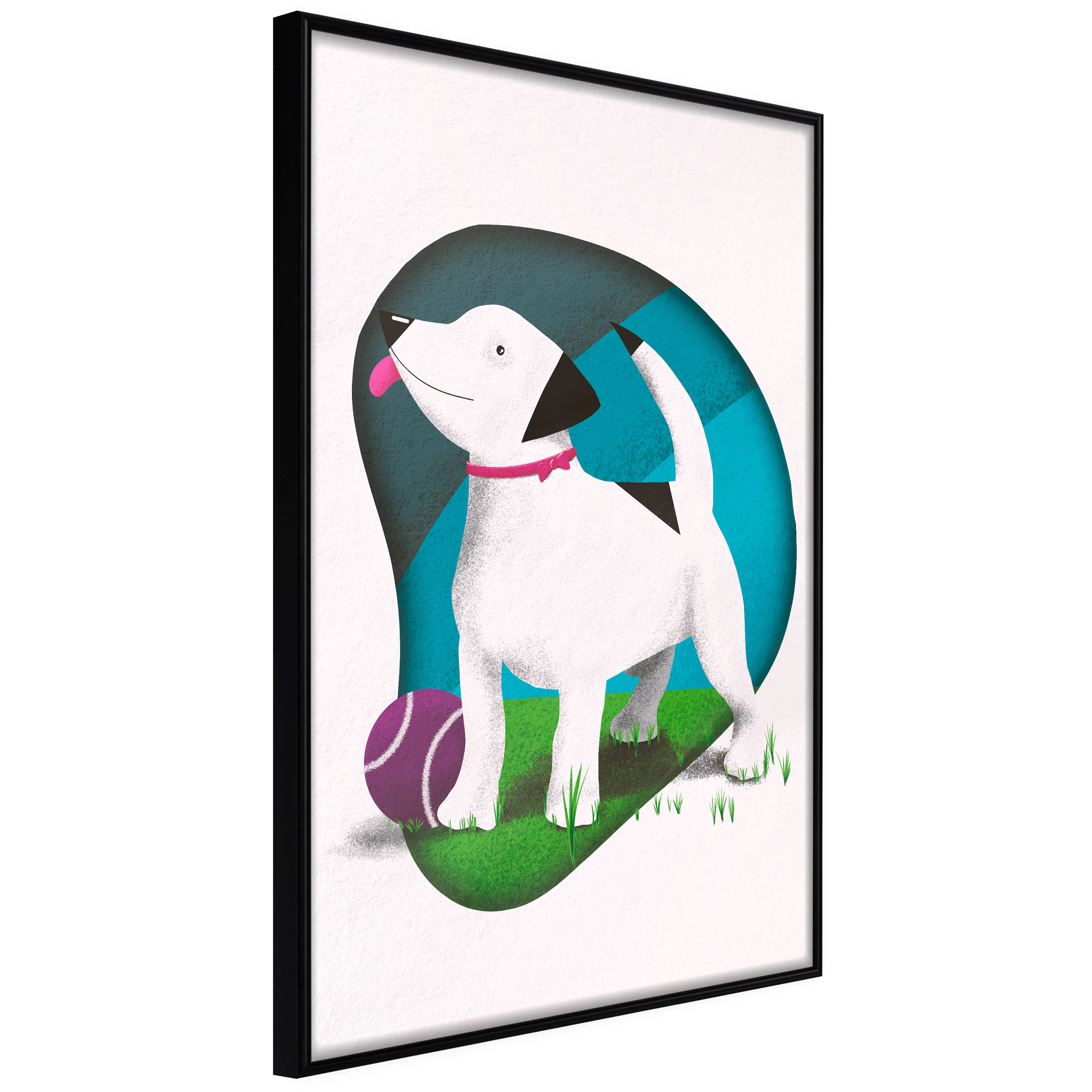Affisch - Dog and Ball [Poster] 40x60 Svart ram, 40x60 cm
