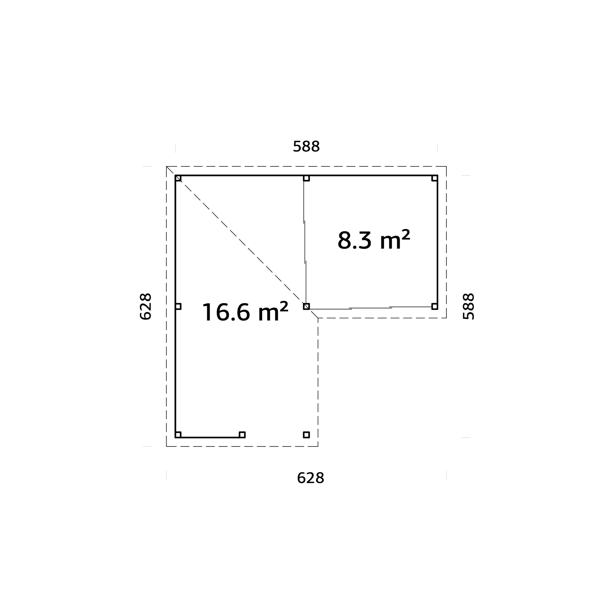 Lenna 24,9 m2 Set 709 Slide Plus WTDIP Impregnerad transparent
