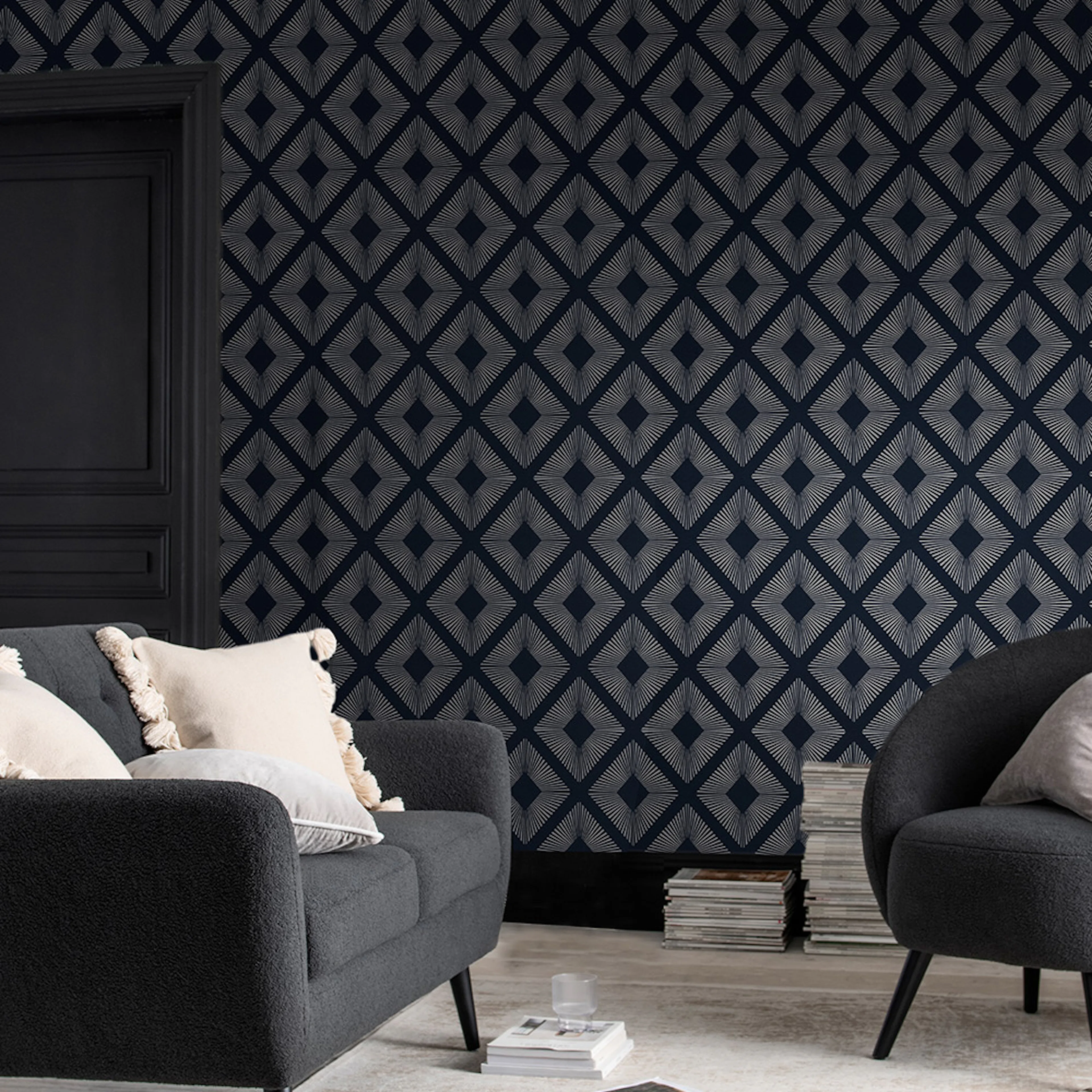 Tapet NEXT Deco Triangle Navy