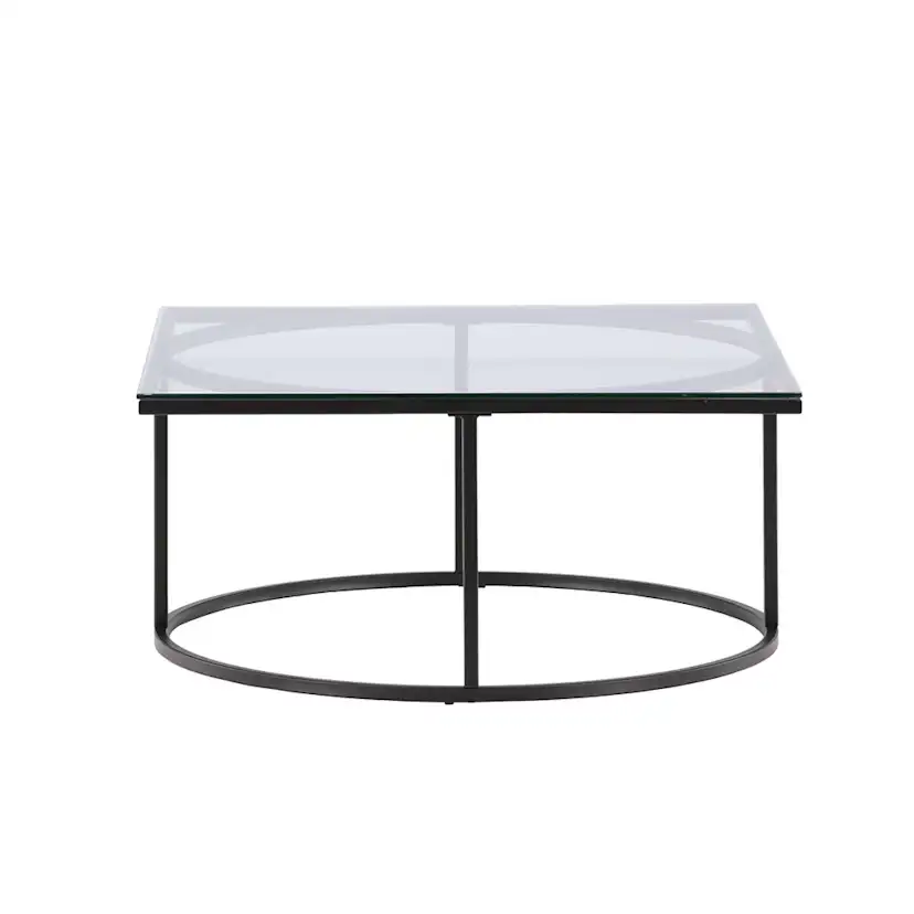 Soffbord furniture/fashion Skanör Rektangulärt Vardagsrumsbord i Glas/Stål 90x90cm