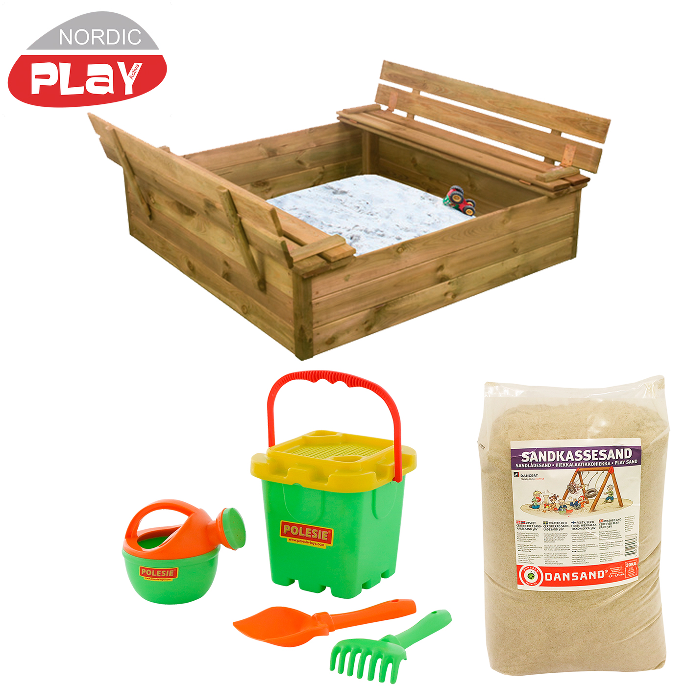 Sandlåda Nordic Play Vipplock och Bänk inkl Sand och Strandset