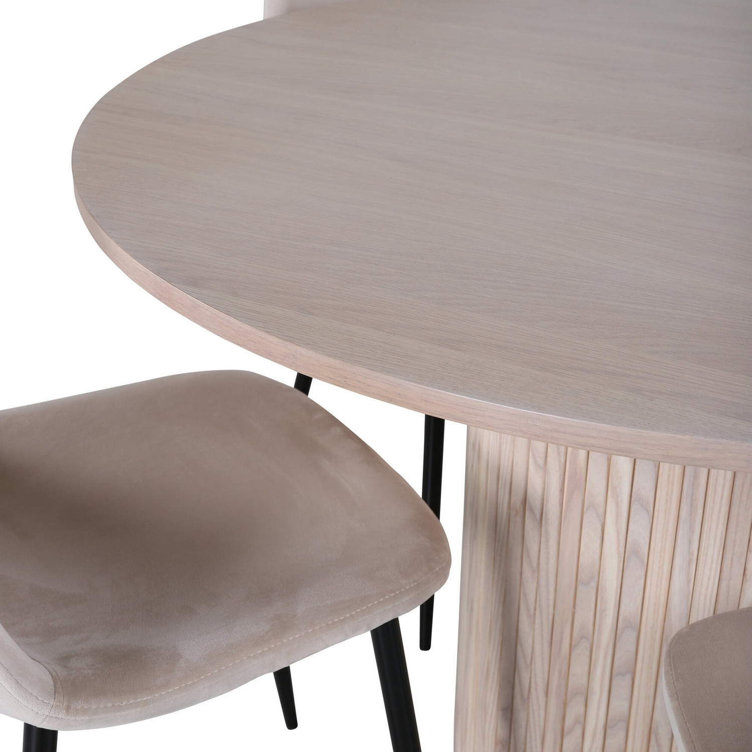 Matgrupp Venture Home Bianca Rund Benvit med 4 Pobbie Stolar