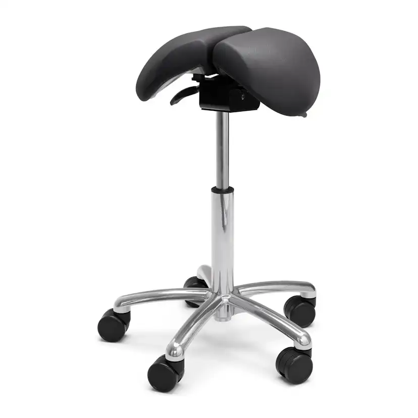 Sadelstol Lanab Group Polo Split Höj- & Sänkbar Tvådelad Stol i Svart Konstläder
