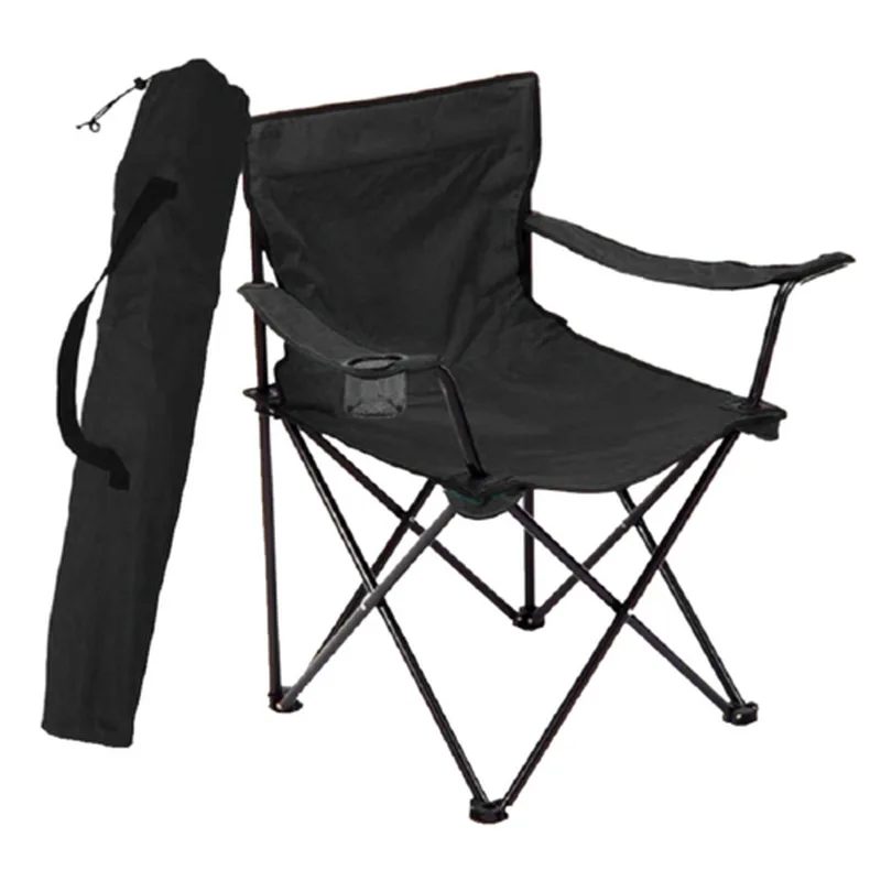 Campingstol Briv Svart Hopfällbar Med Förvaringspåse