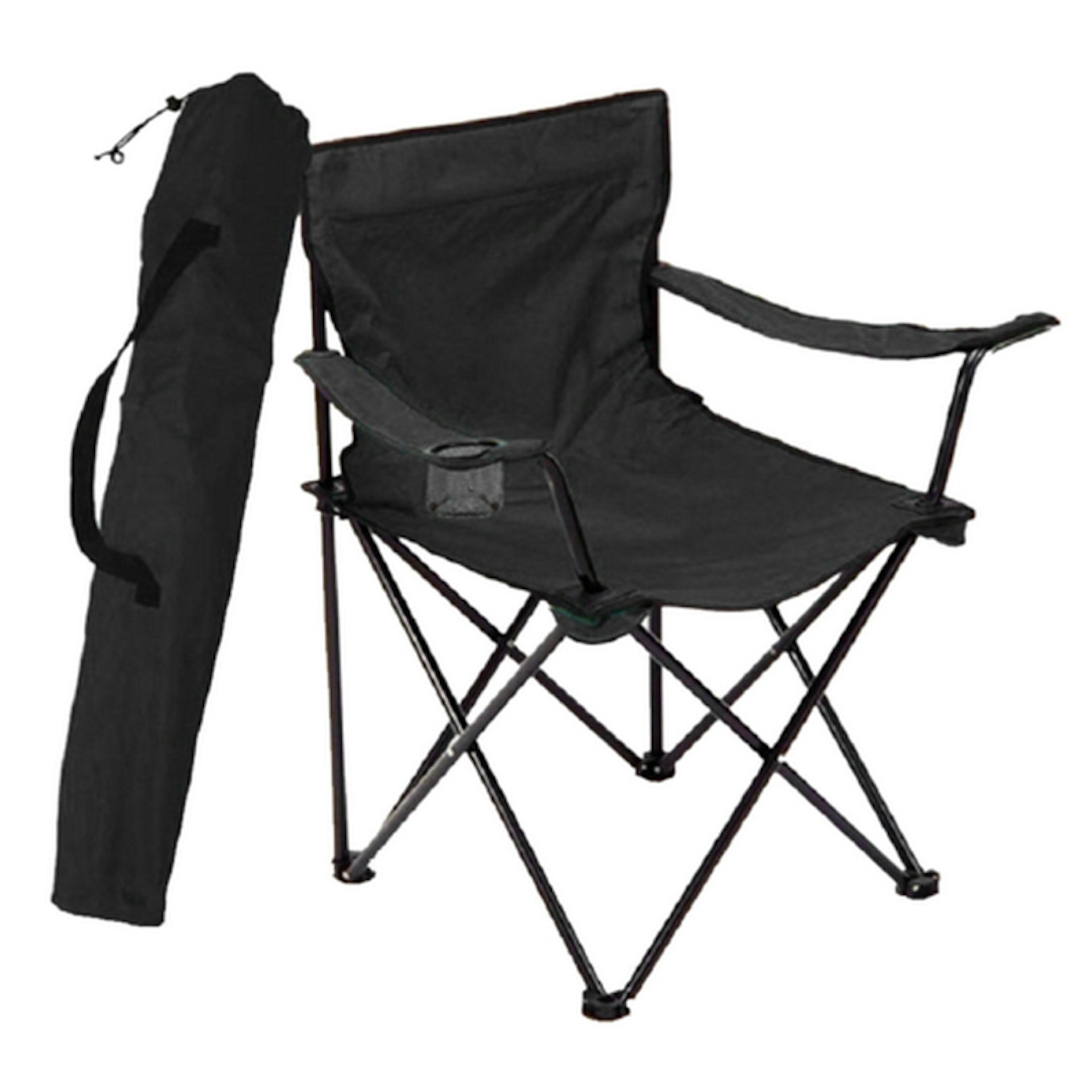 Campingstol Briv Svart Hopfällbar Med Förvaringspåse