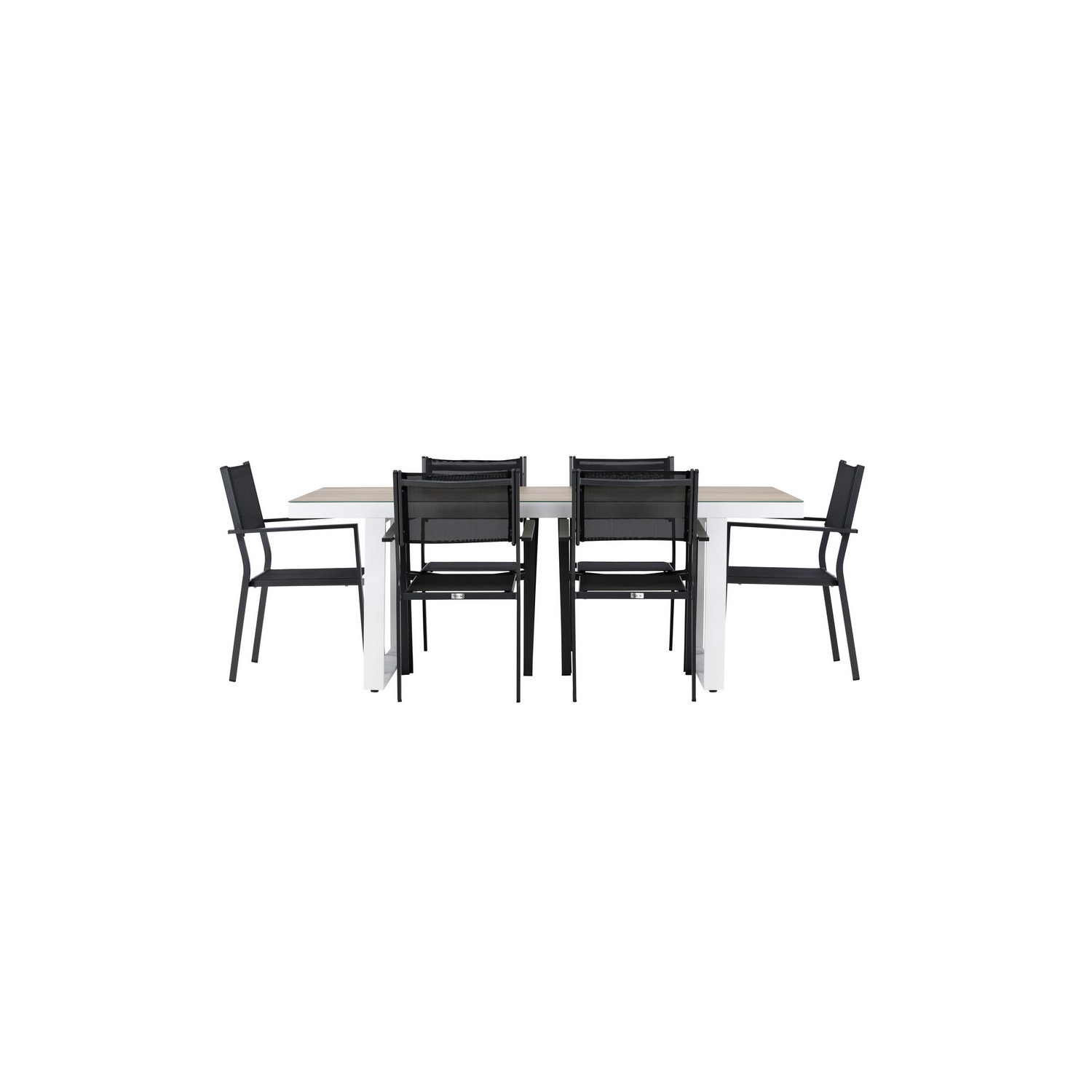 Merlo Dining Table - White/Whitewash +Copacabana Stacking Ch Trädgårdsgrupp Venture Home Merlo med 6 Copacabana Stolar