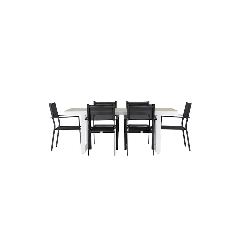 Merlo Dining Table - White/Whitewash +Copacabana Stacking Ch Trädgårdsgrupp Venture Home Merlo med 6 Copacabana Stolar