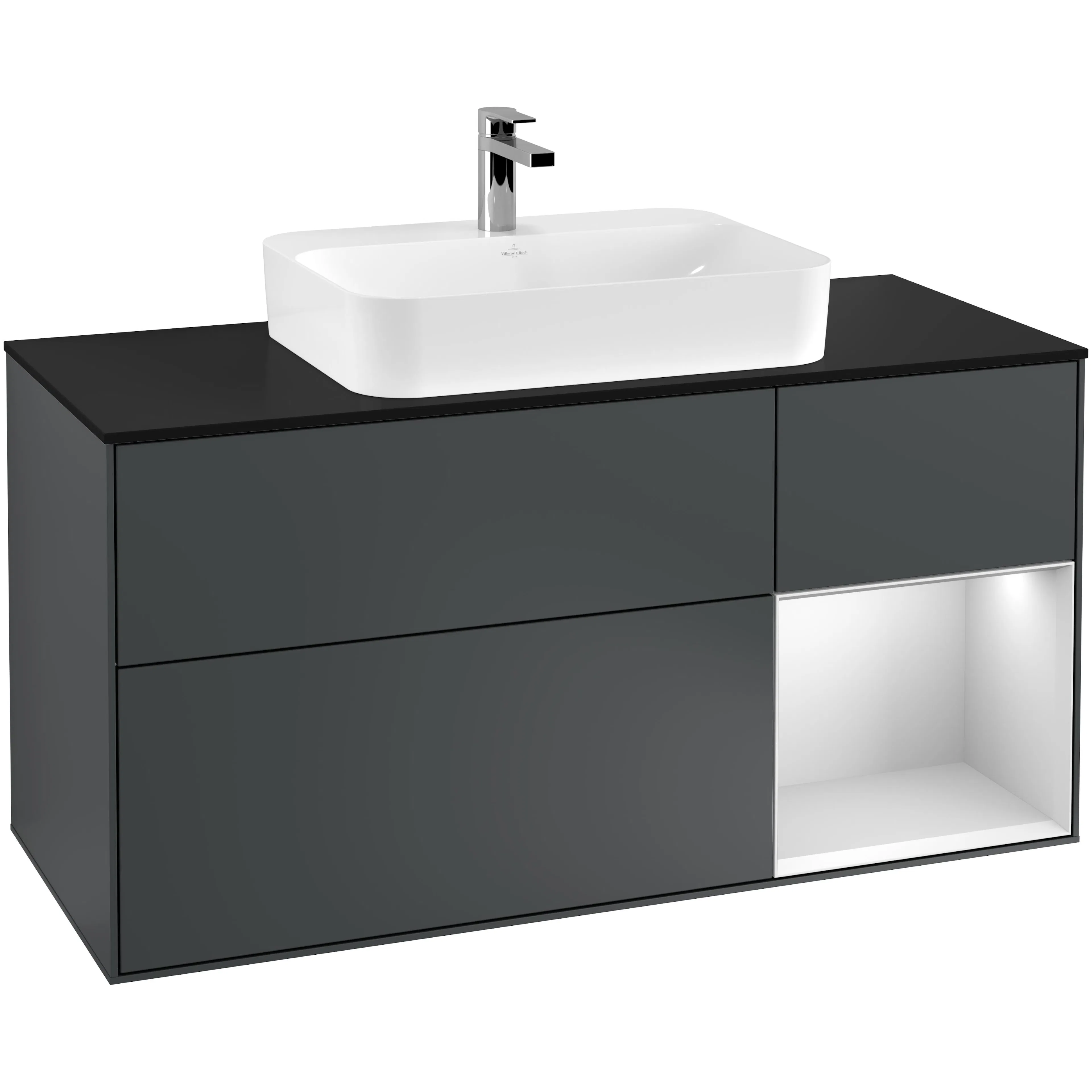 Tvättställsskåp Villeroy & Boch Finion med 3 Lådor Hylla och Bänkskiva för Ytmonterat Tvättställ