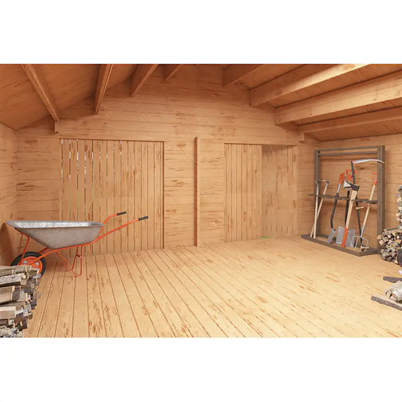 Timmerlada LP Garden S16 Timmergarage Fasta Vägg 16 m2