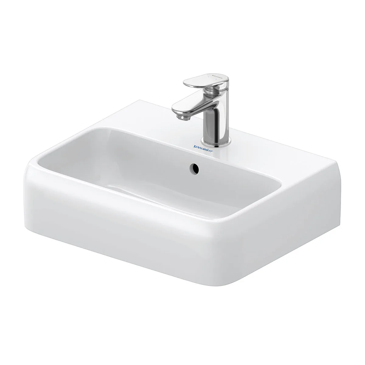 Tvättställ vägg 450x350,1 blandarhål och bräddavlopp,Qatego Bredd: 450 mm