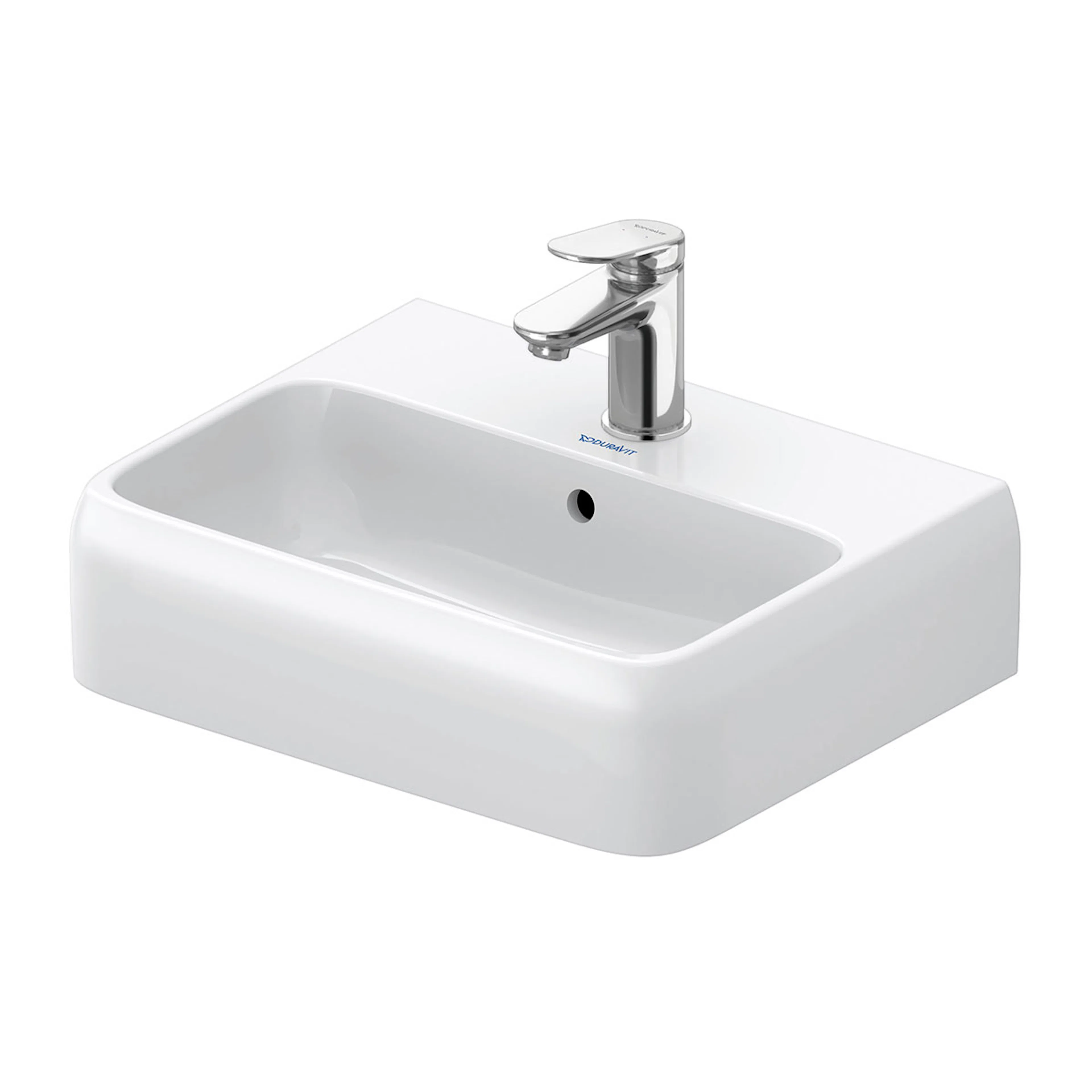 Tvättställ vägg 450x350,1 blandarhål och bräddavlopp,Qatego Bredd: 450 mm