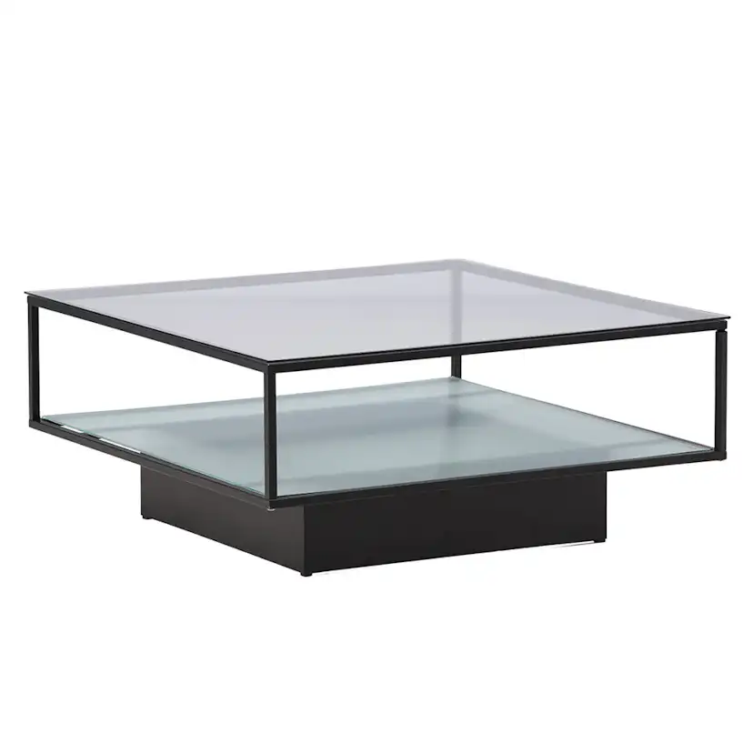 Soffbord furniture/fashion Maglehem Svart Vardagsrumsbord i Glas/Stål 90x90cm