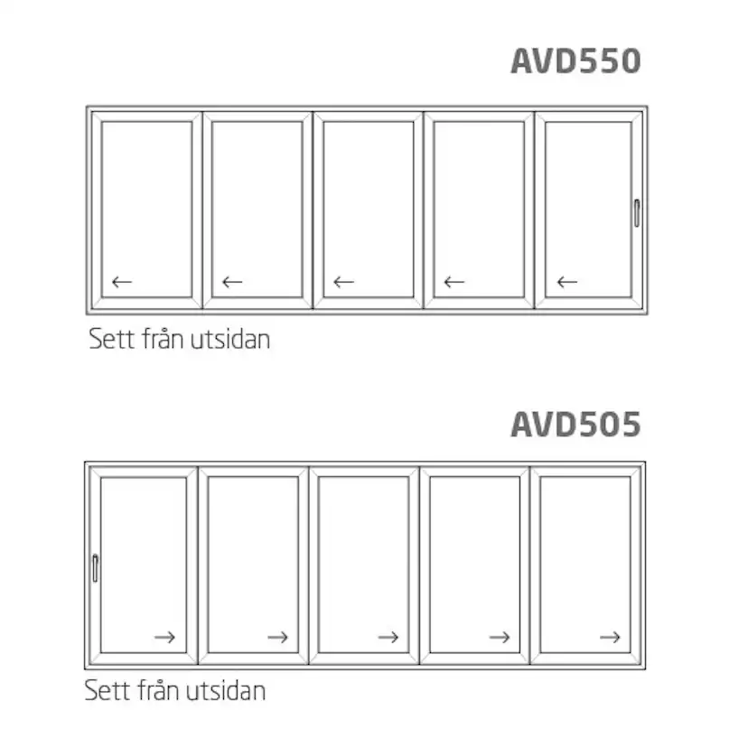 Vikdörrar NorDan HelAlu 5-Delad 3-Glas