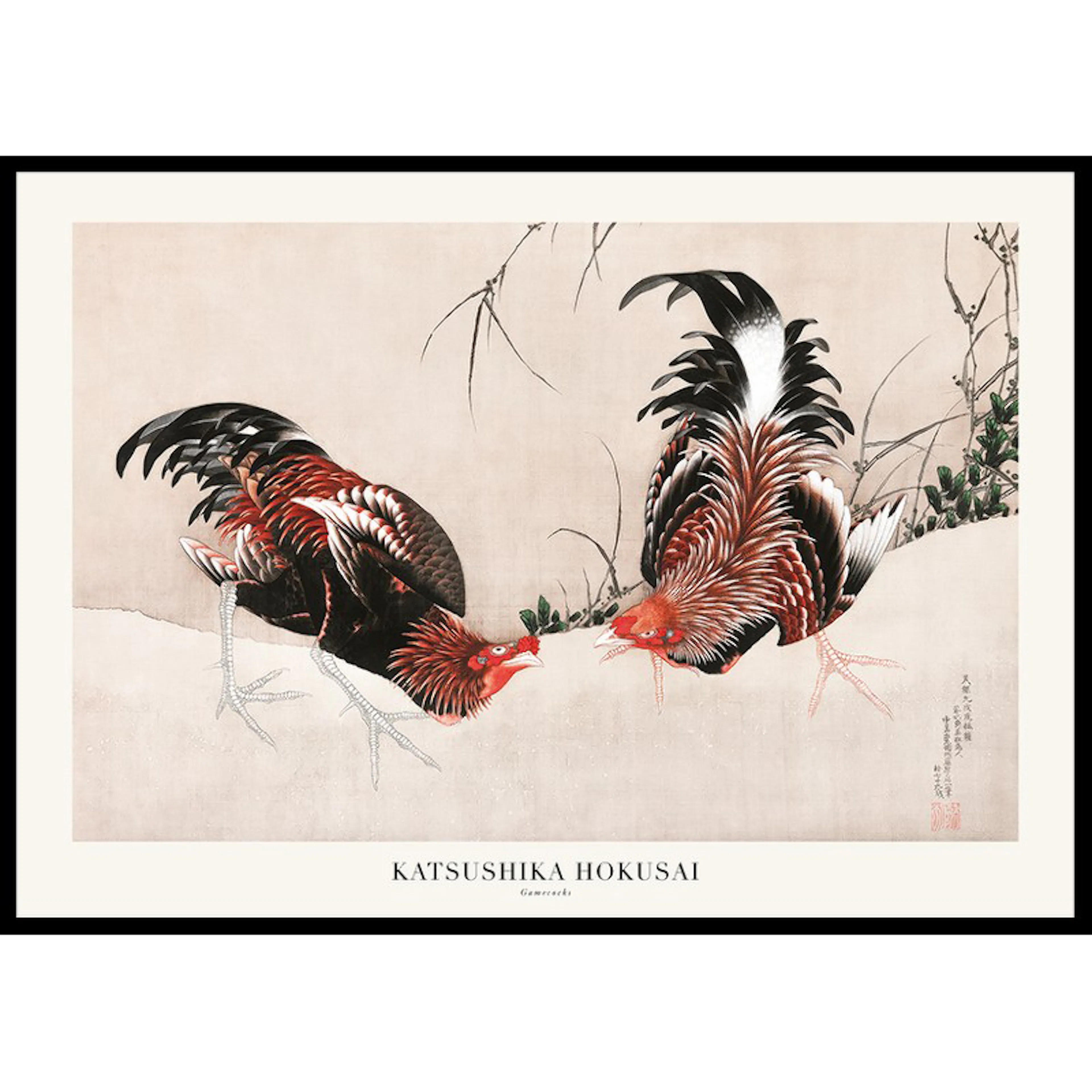 Poster Gallerix Gamecocks By Katsushika Hokusai
