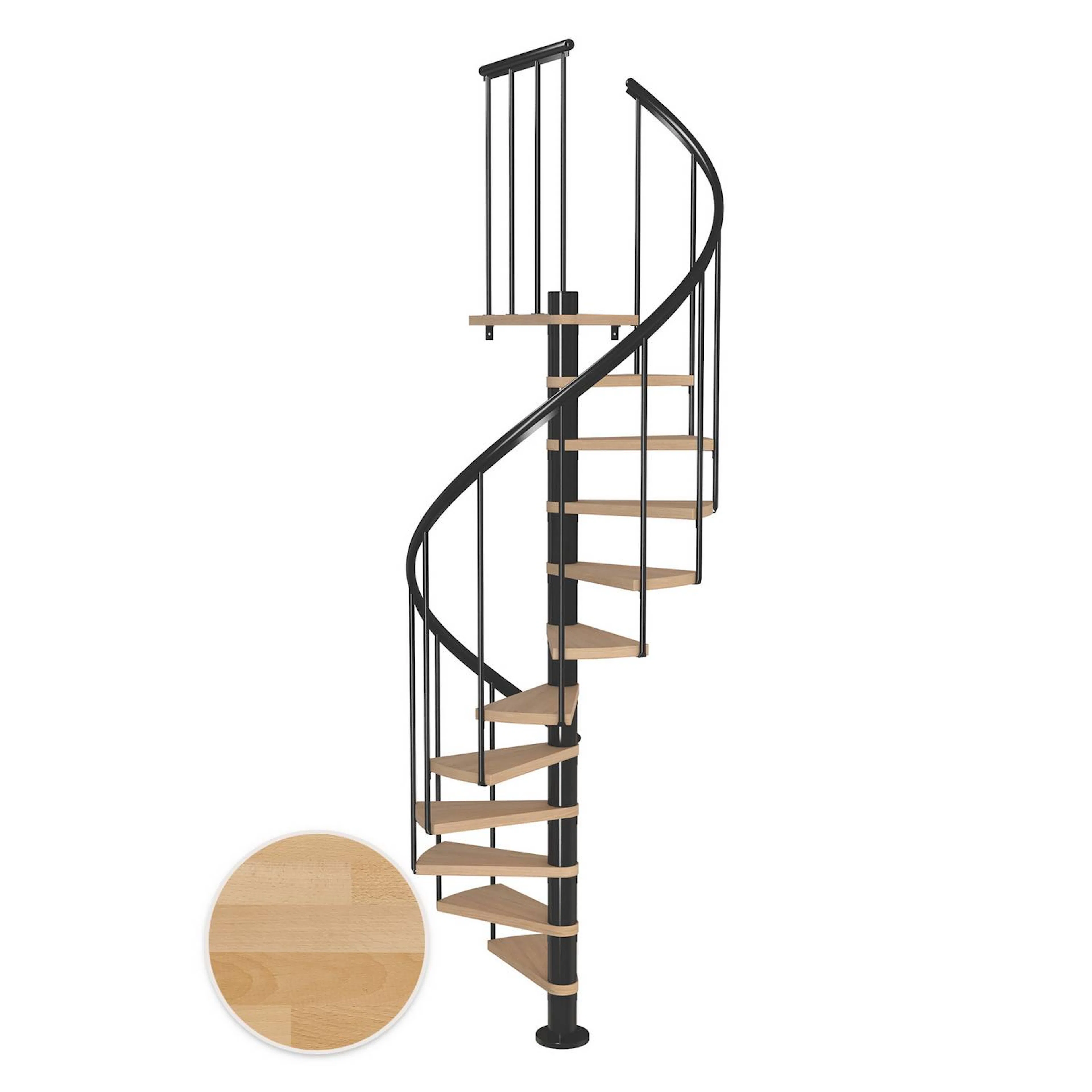 MONTREAL spiral bok oljad antracit CLASSIC2 12T Ø120 Antracit, Golv till golv höjd: 2700-3090 mm, 12+1 steg
