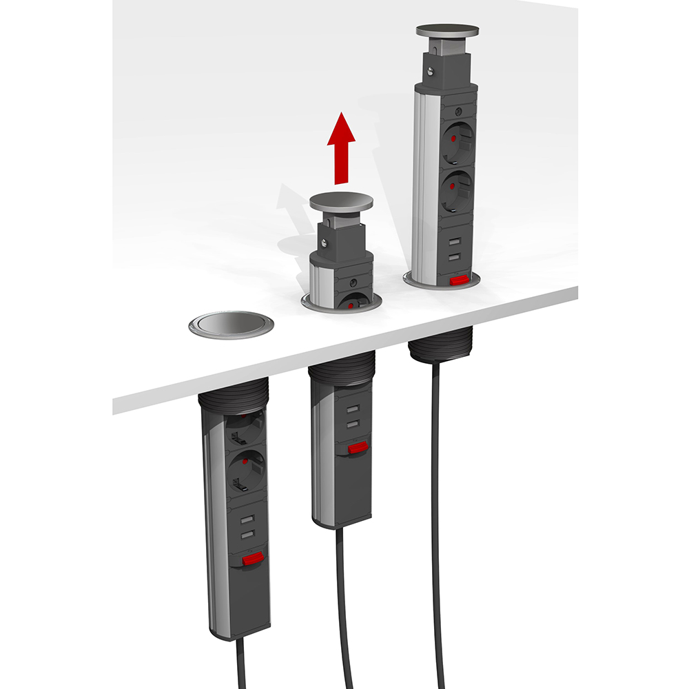Pop-Up Power Beslag Design 2+2 USB