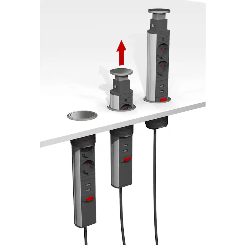 Pop-Up Power Beslag Design 2+2 USB