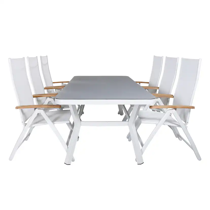 Matgrupp Venture Home Virya 160x90 cm med 6 Panama Positionsfåtöljer