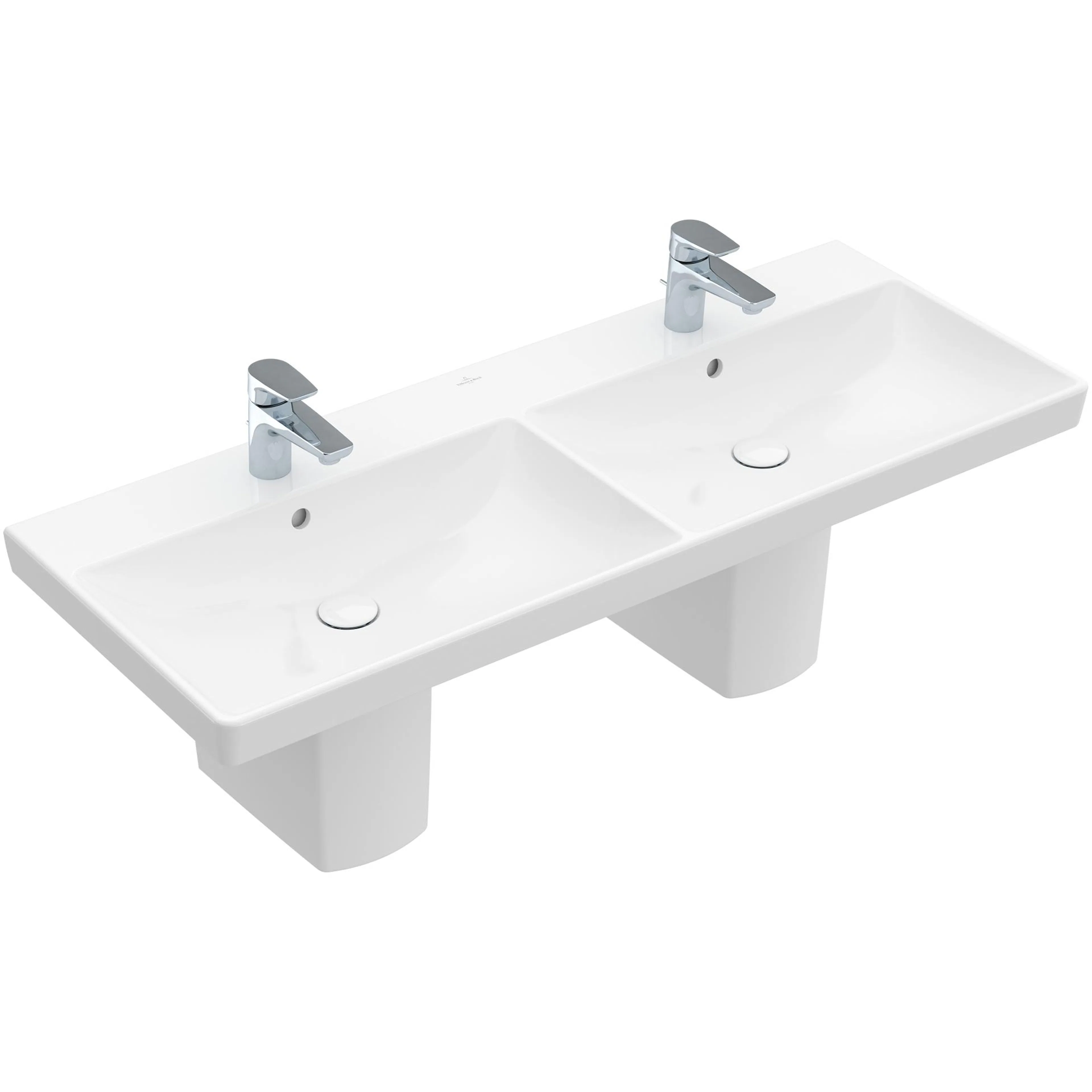 Tvättställ villeroy & Boch Avento 4A23CK01 Vit Alpin, Med Bräddavlopp, för Två Trehålsblandare