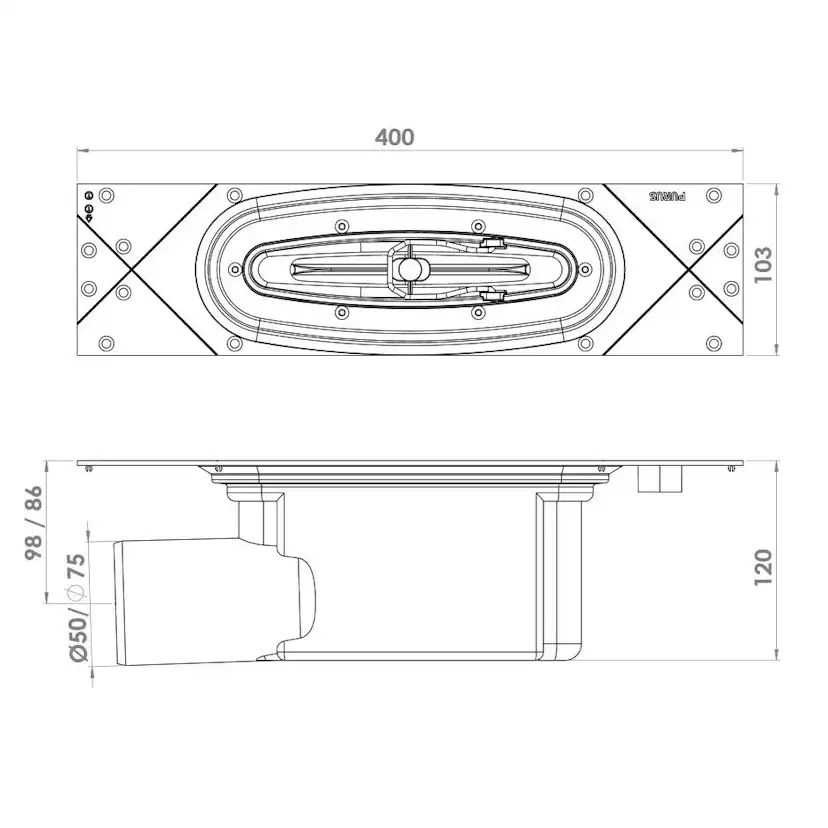 Golvbrunn Purus Line Premium Gavel Ø75 mm