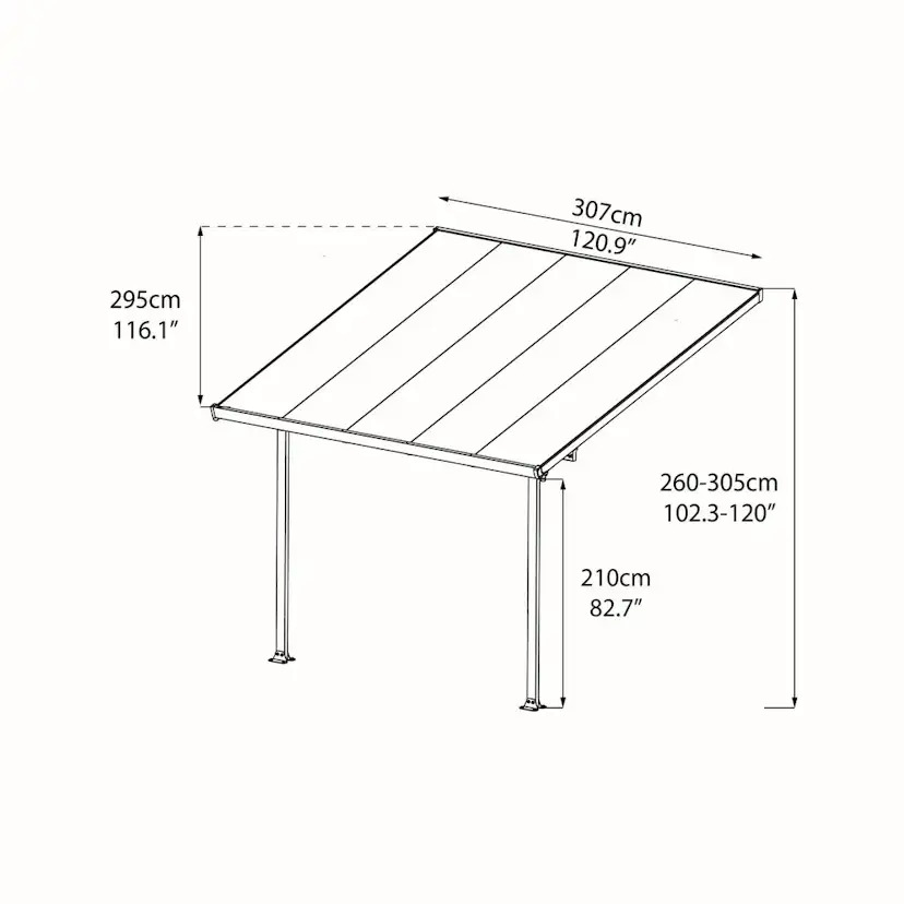 FERIA PATIO COVER 9,1 M2 - 3X3,05M GREY Grå 3X3,05 m