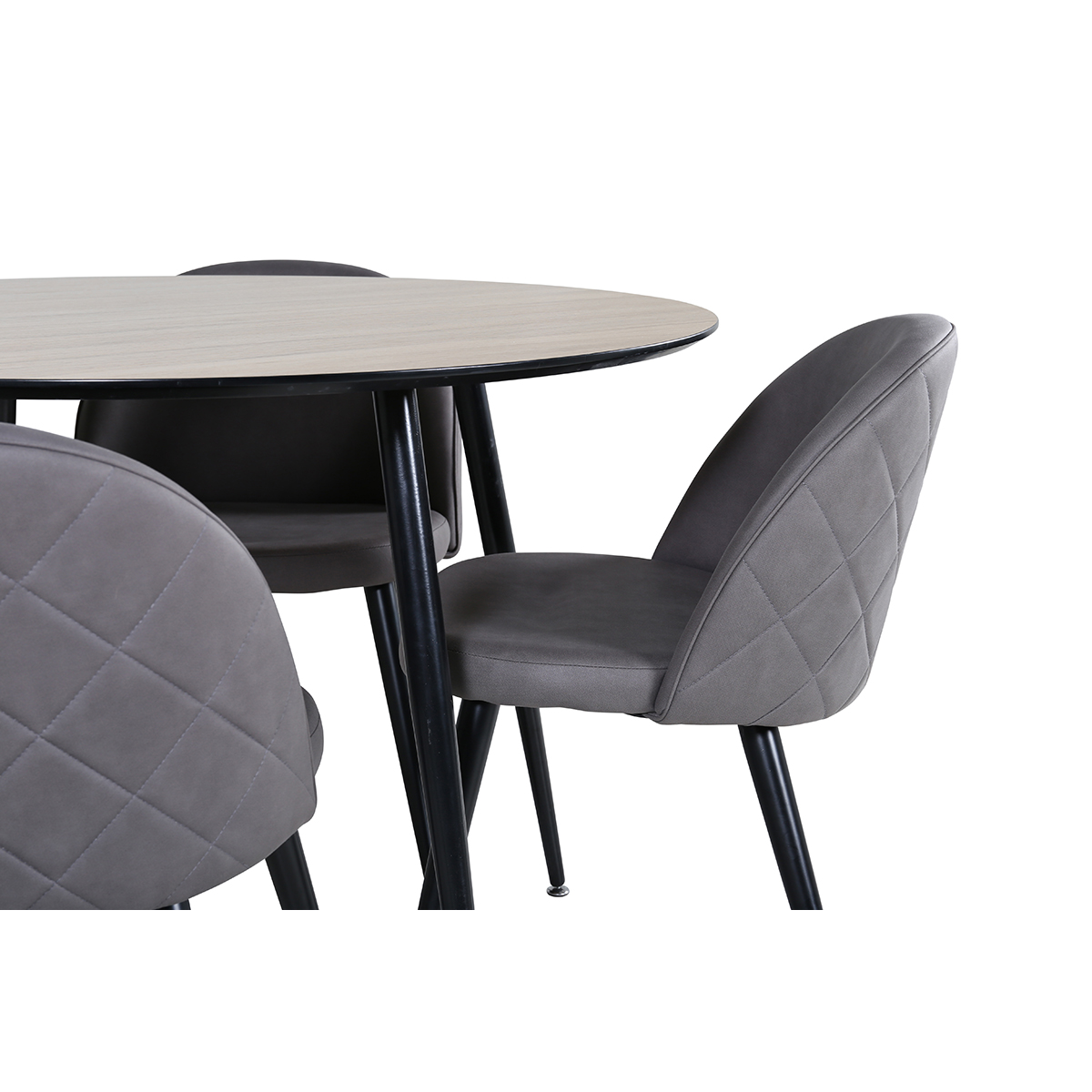 Silar Dining Table - Round 100 cm - "Wood Look"  Melamine / Grå/Natur