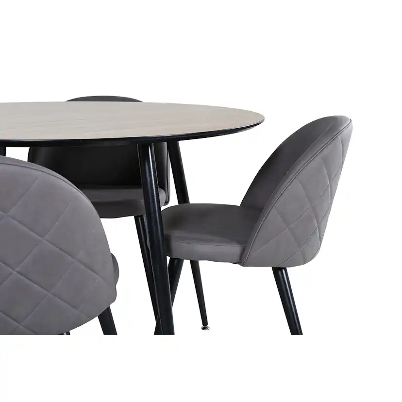 Silar Dining Table - Round 100 cm - "Wood Look" Melamine / Grå/Natur