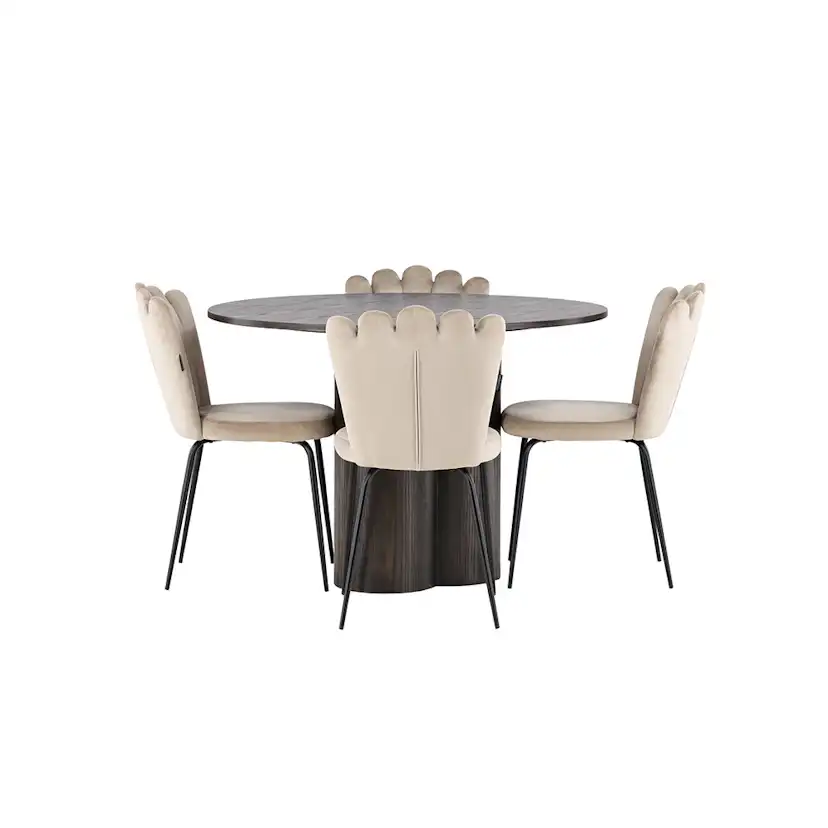 Matgrupp Venture Home Olivia Ø 110 cm med 4 Limhamn Stolar