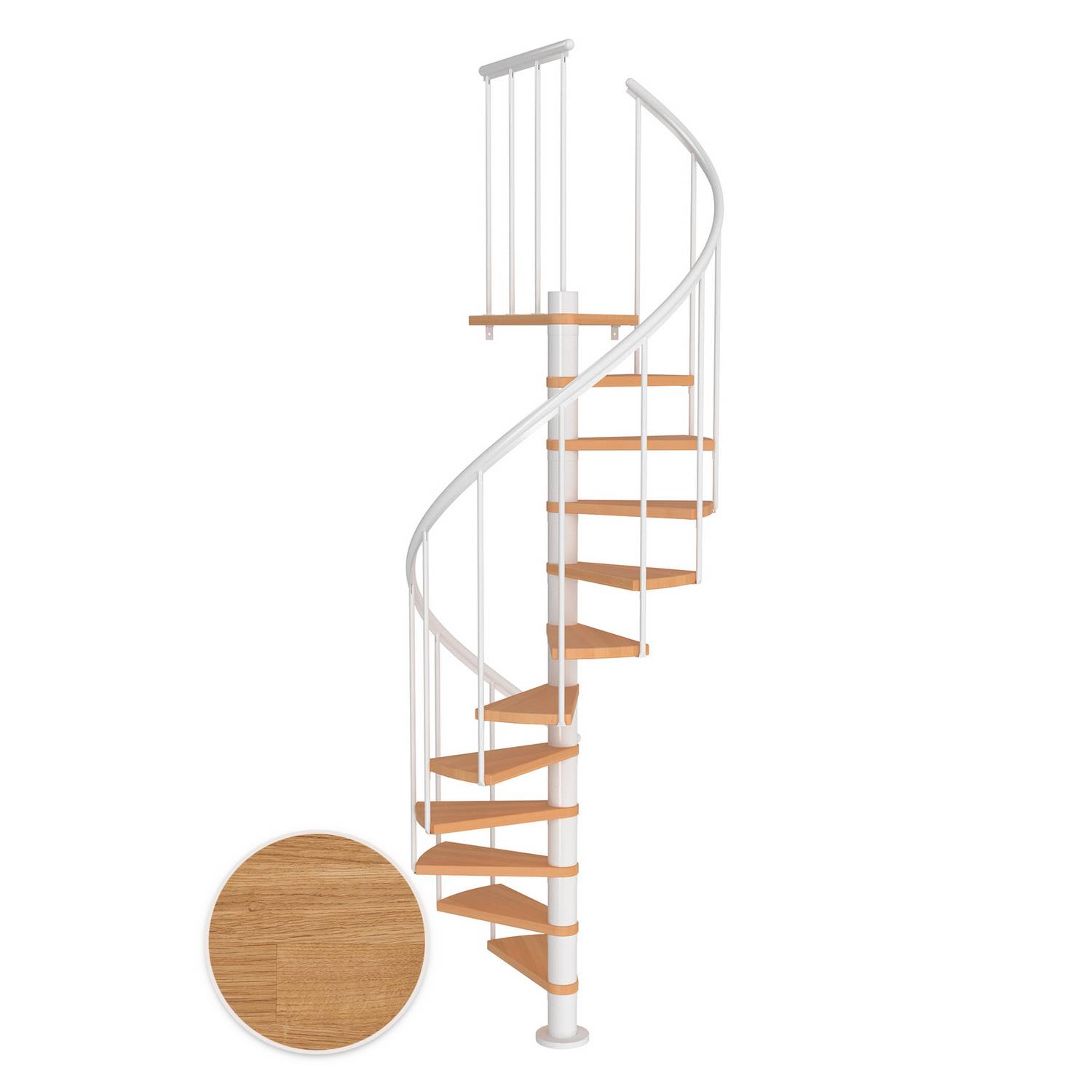 MONTREAL spiral ek oljad vit CLASSIC2 12T Ø120 Vit, Golv till golv höjd: 2700-3090 mm, 12+1 steg