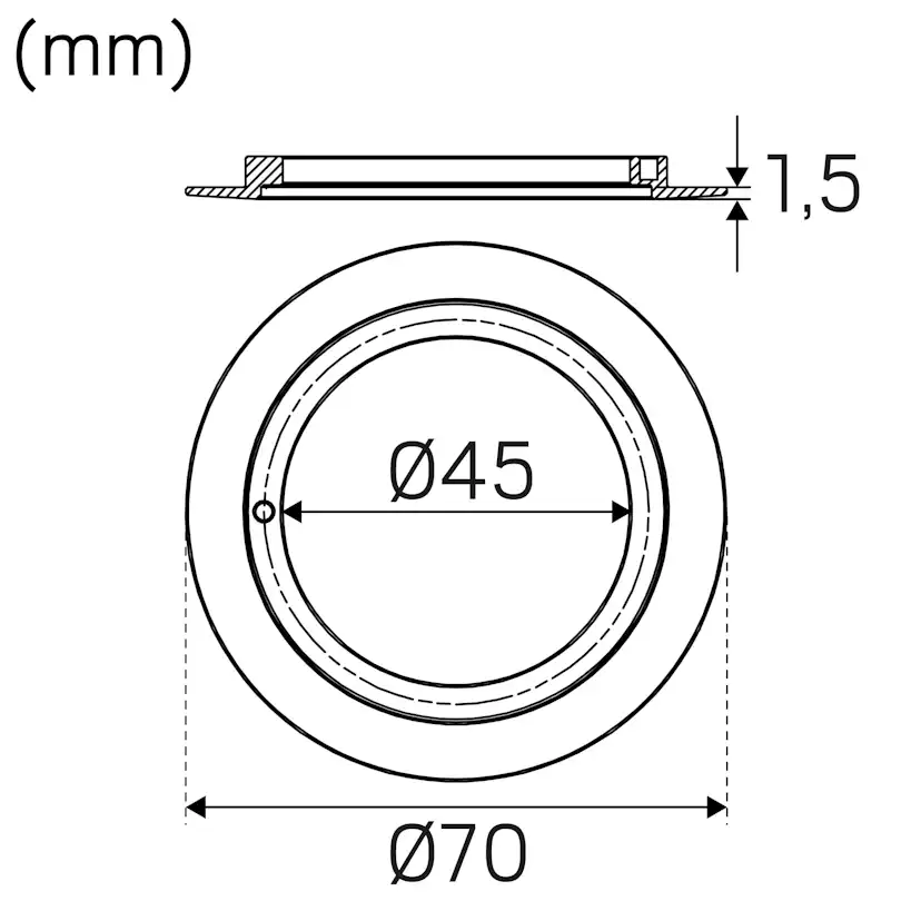 Täckring Hide-a-lite Optic XS 70 Ø45