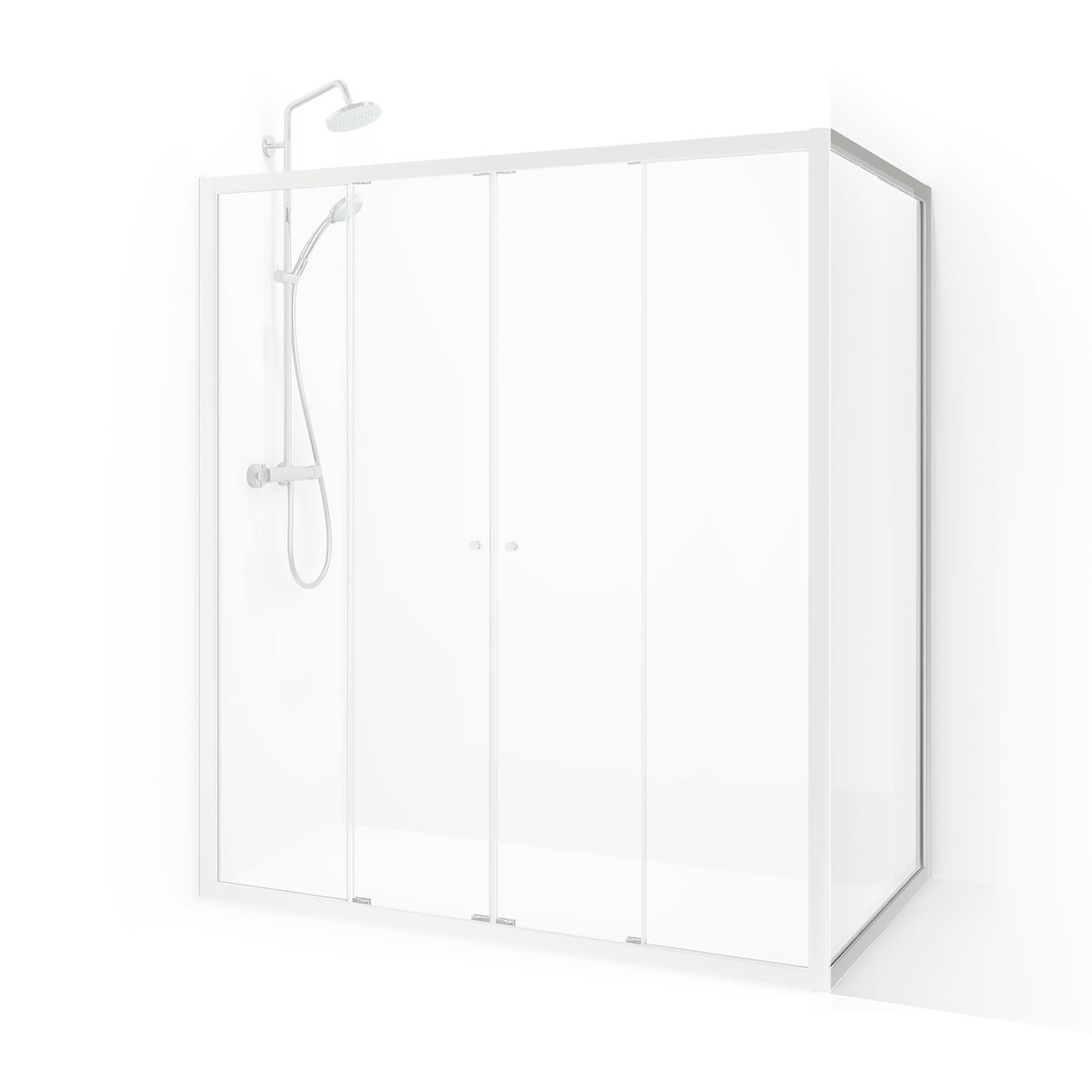 Flow Vinkelvägg 80 Vit Ic 800x1900 mm, Vit, Frostat Glas