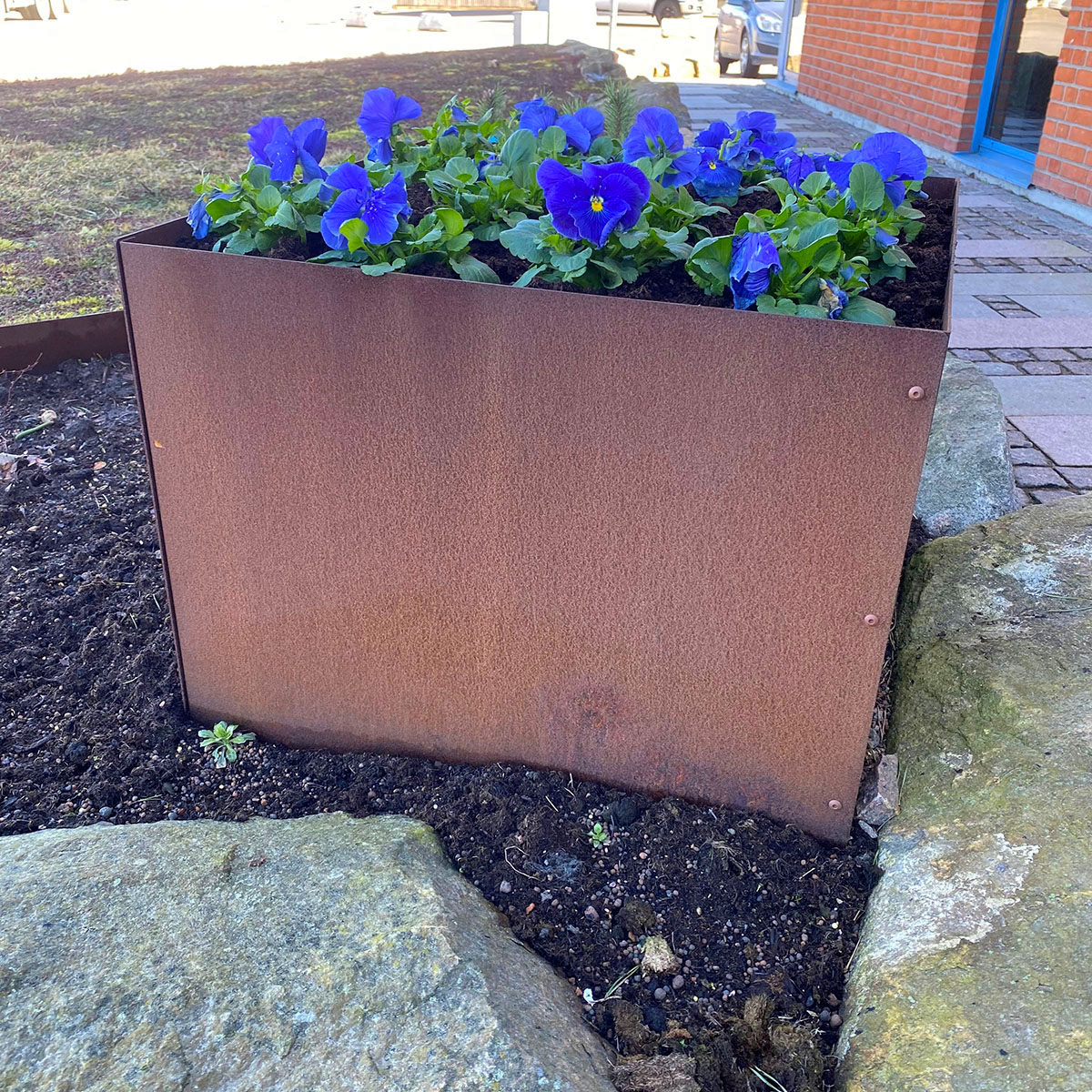 KEBAflexi-garden L-kruka bottenlös,corten 60x60x55 cm Utan botten; Mått: 60x60x55 cm