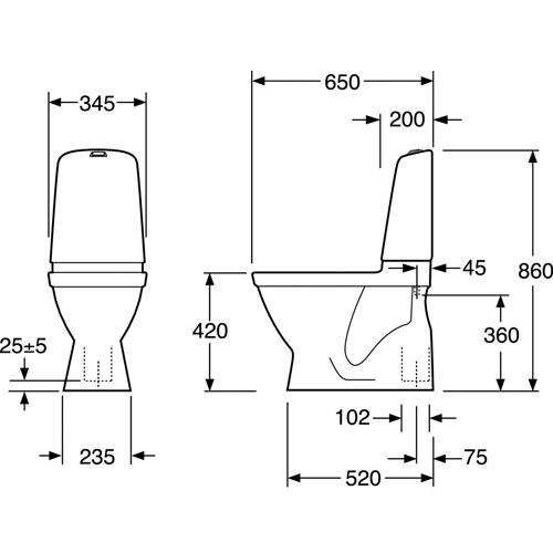 Nautic 1500 Hygienic Flush Mjuksits Vit Enkelspolning 4l Mjuksits Vit Enkelspolning 4l