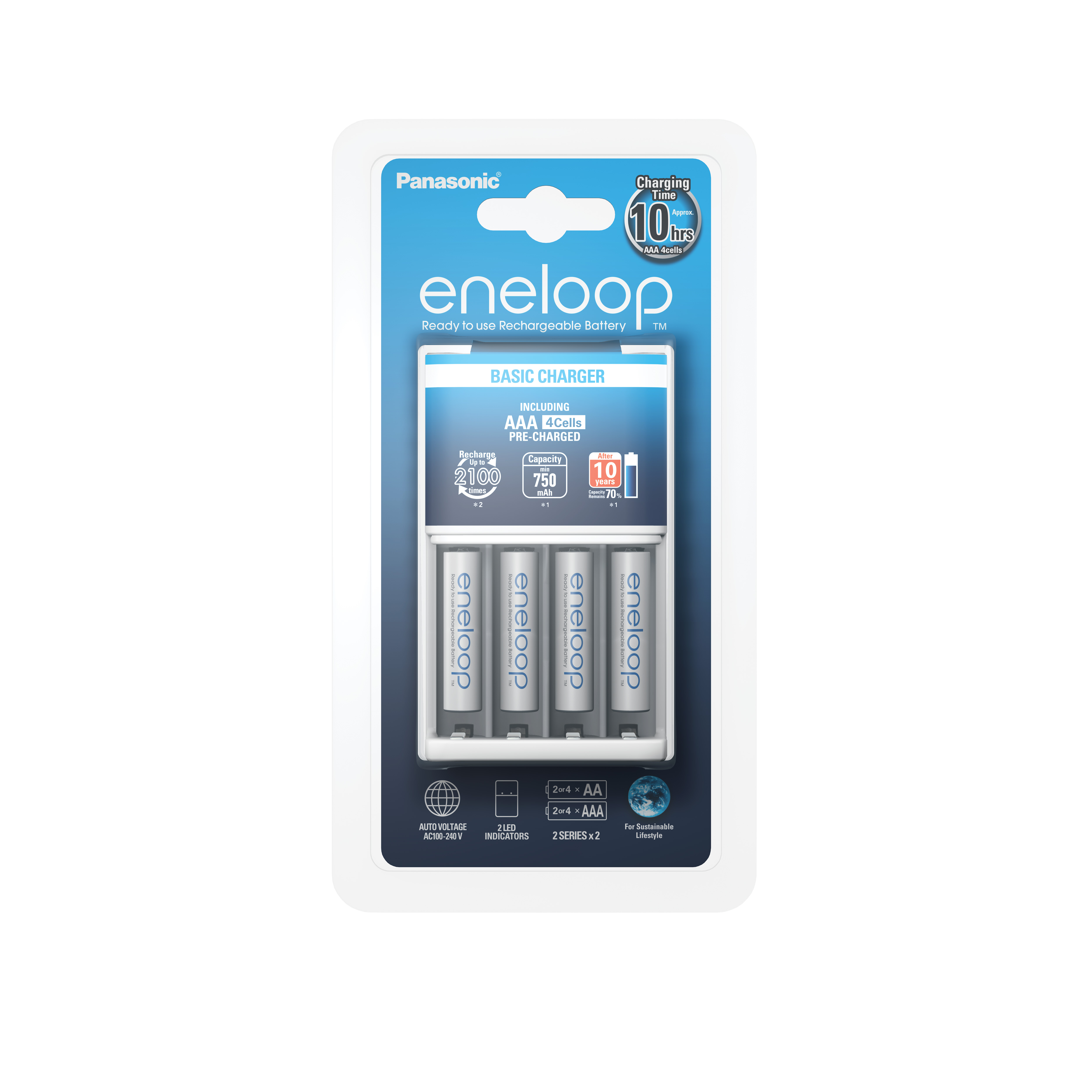 Batterikit Panasonic Basic Laddare inkl. 4xAAA 750mAh