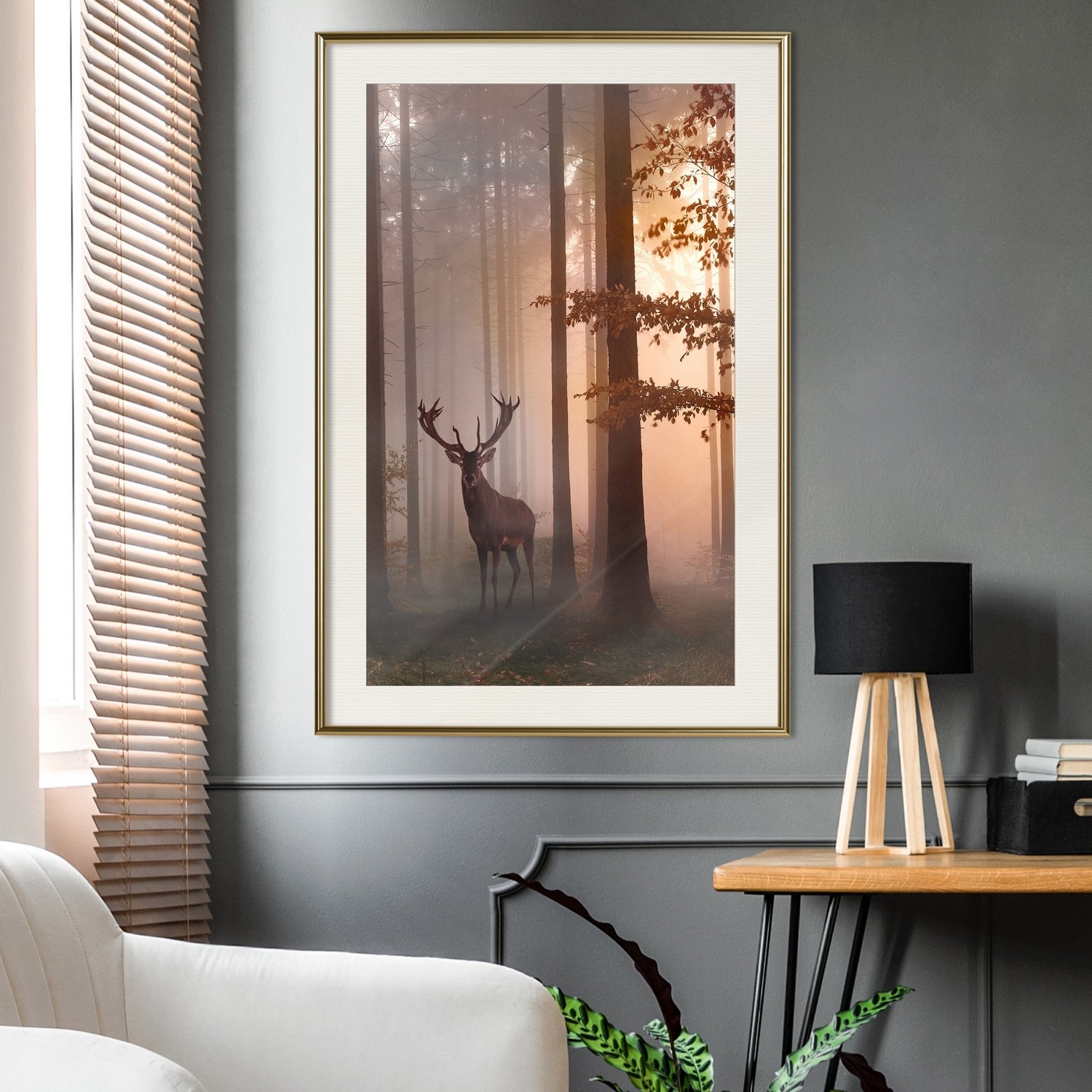 Affisch - Morning [Poster] 40x60 Guld ram med passepartout, 40x60 cm