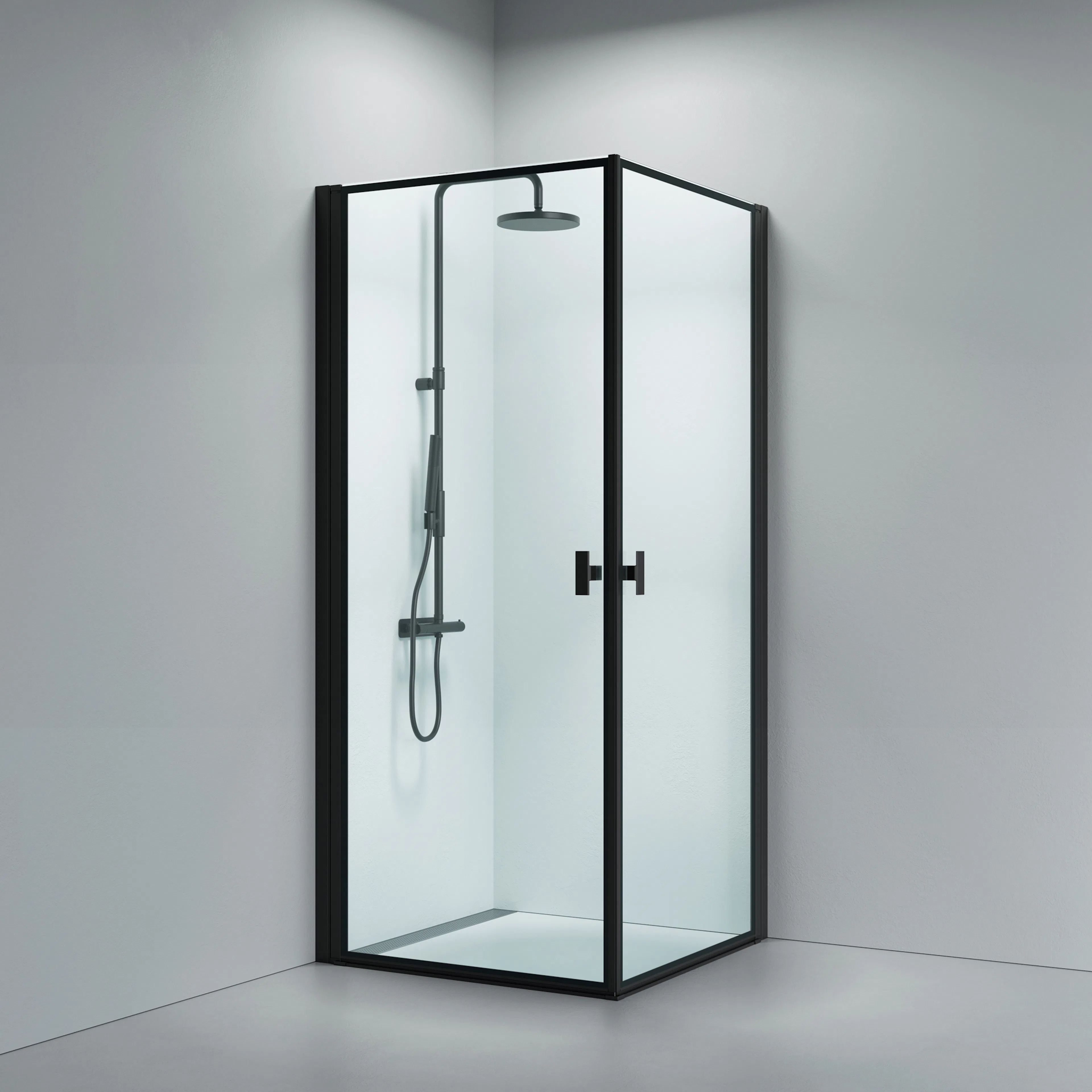 Noma 120 kvadratiskt hörn, FR STD 800mm 780x780 mm, Mattsvart