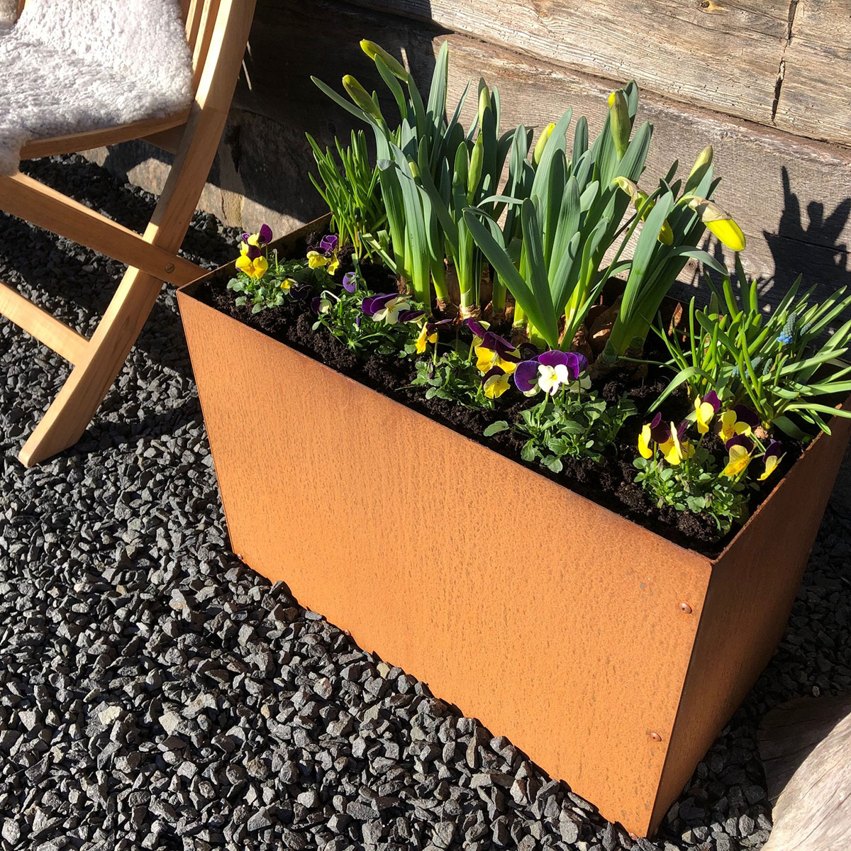 KEBAflexi-garden L-kruka med botten;corten 30x60x40 cm Med botten; Mått: 30x60x40 cm