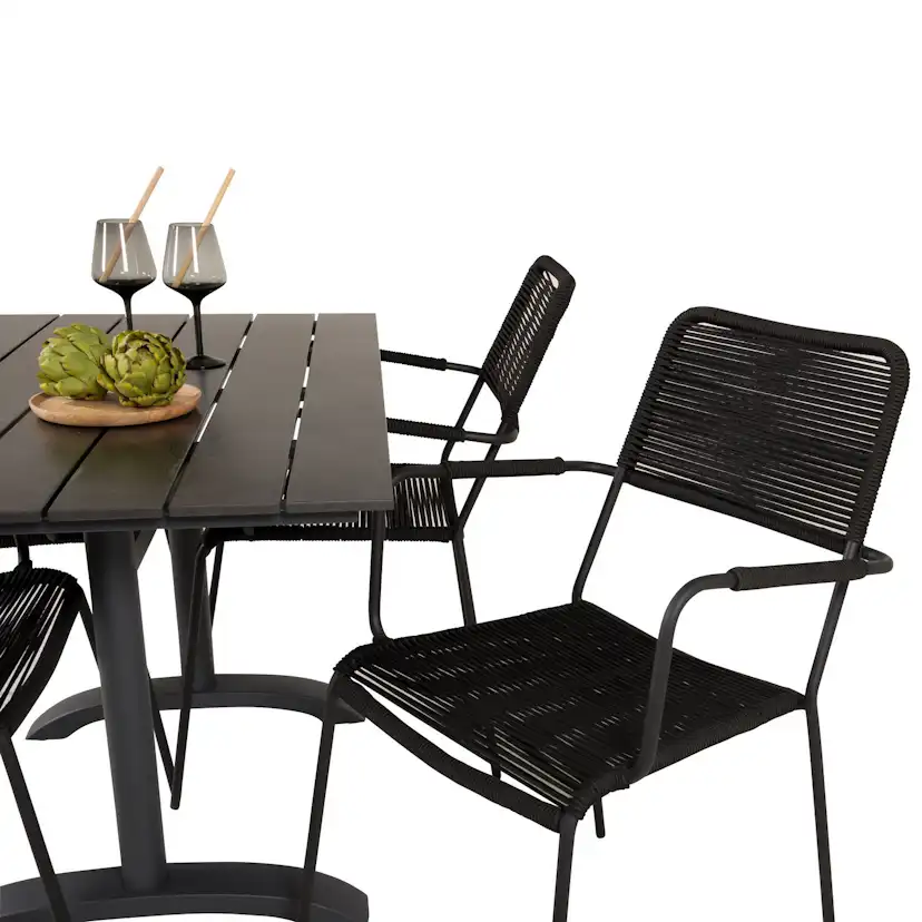 Cafégrupp Venture Home Denzel med 4 Leon Karmstolar
