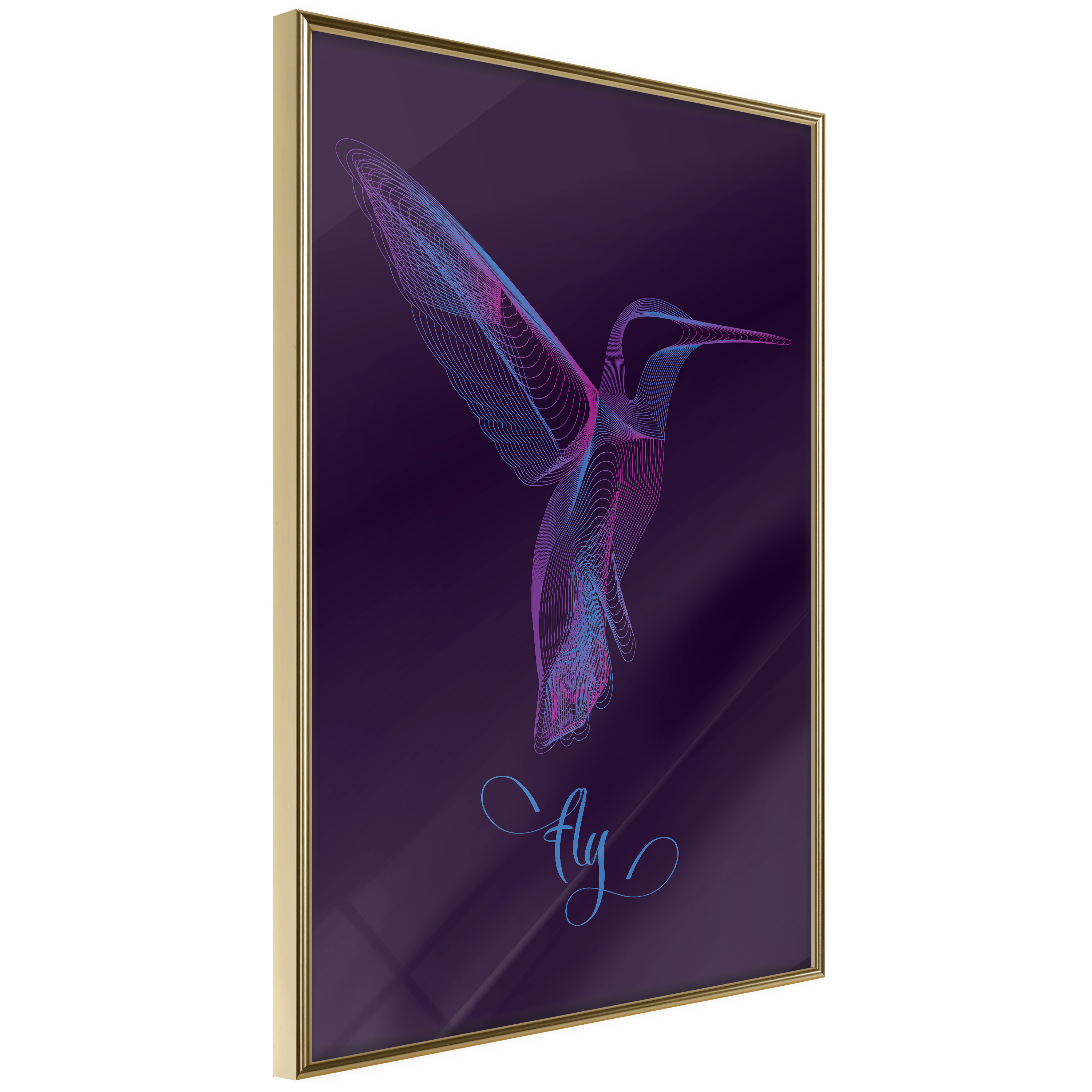 Affisch - Purple Hummingbird [Poster] 40x60 Guld ram, 40x60 cm