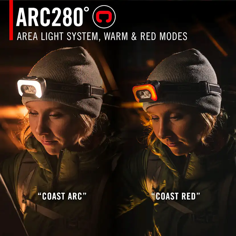 Uppladdningsbar Coast RL35R Pannlampa med röststyrning 1000 lumen