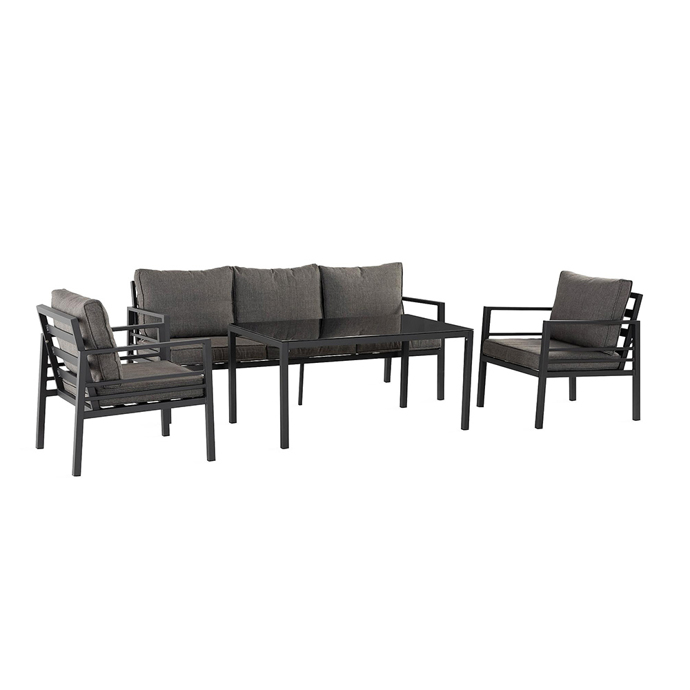 Loungegrupp Comfort Garden Ariany Utemöbler i Svart Aluminium