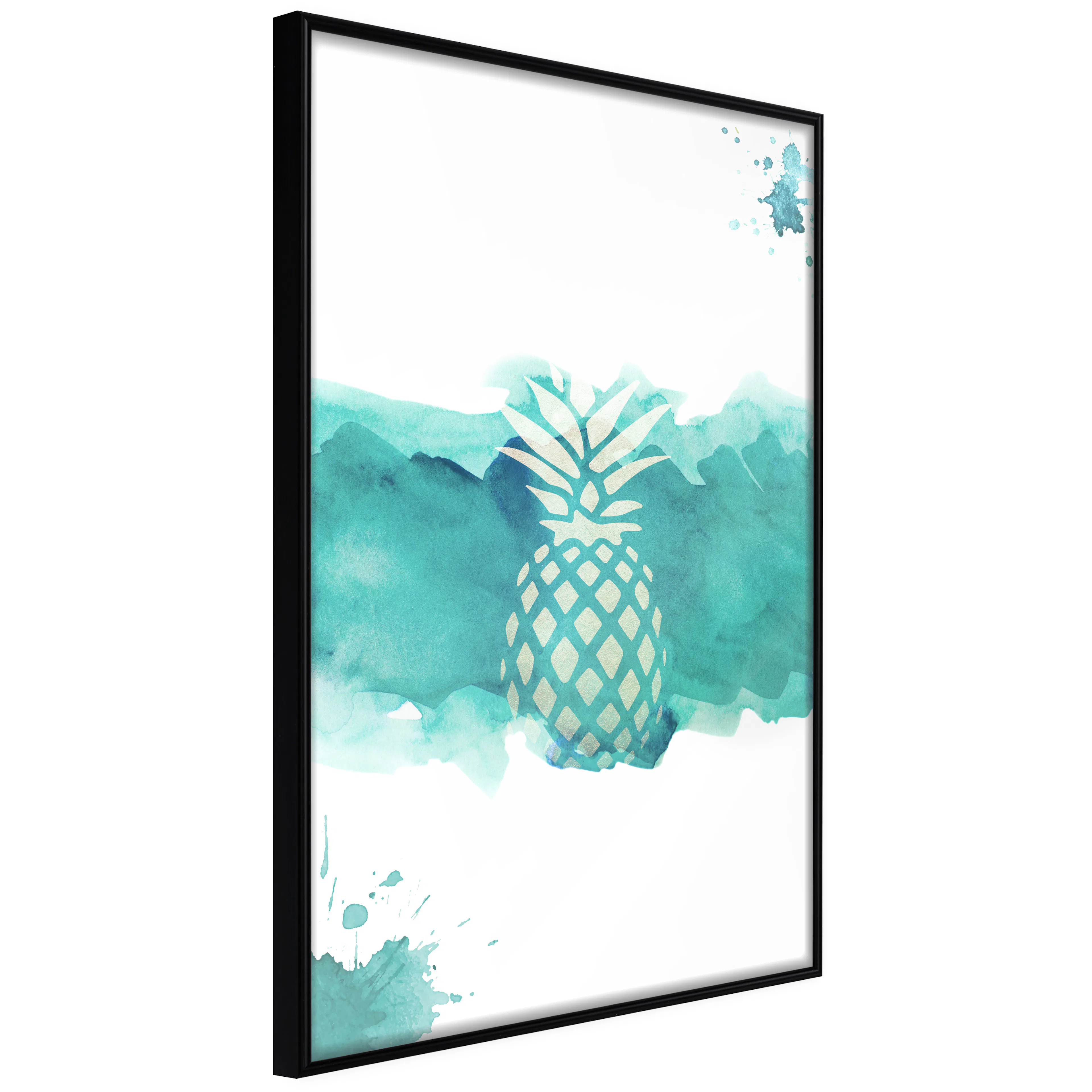 Affisch - Pineapple in Watercolours [Poster] 40x60 Svart ram, 40x60 cm