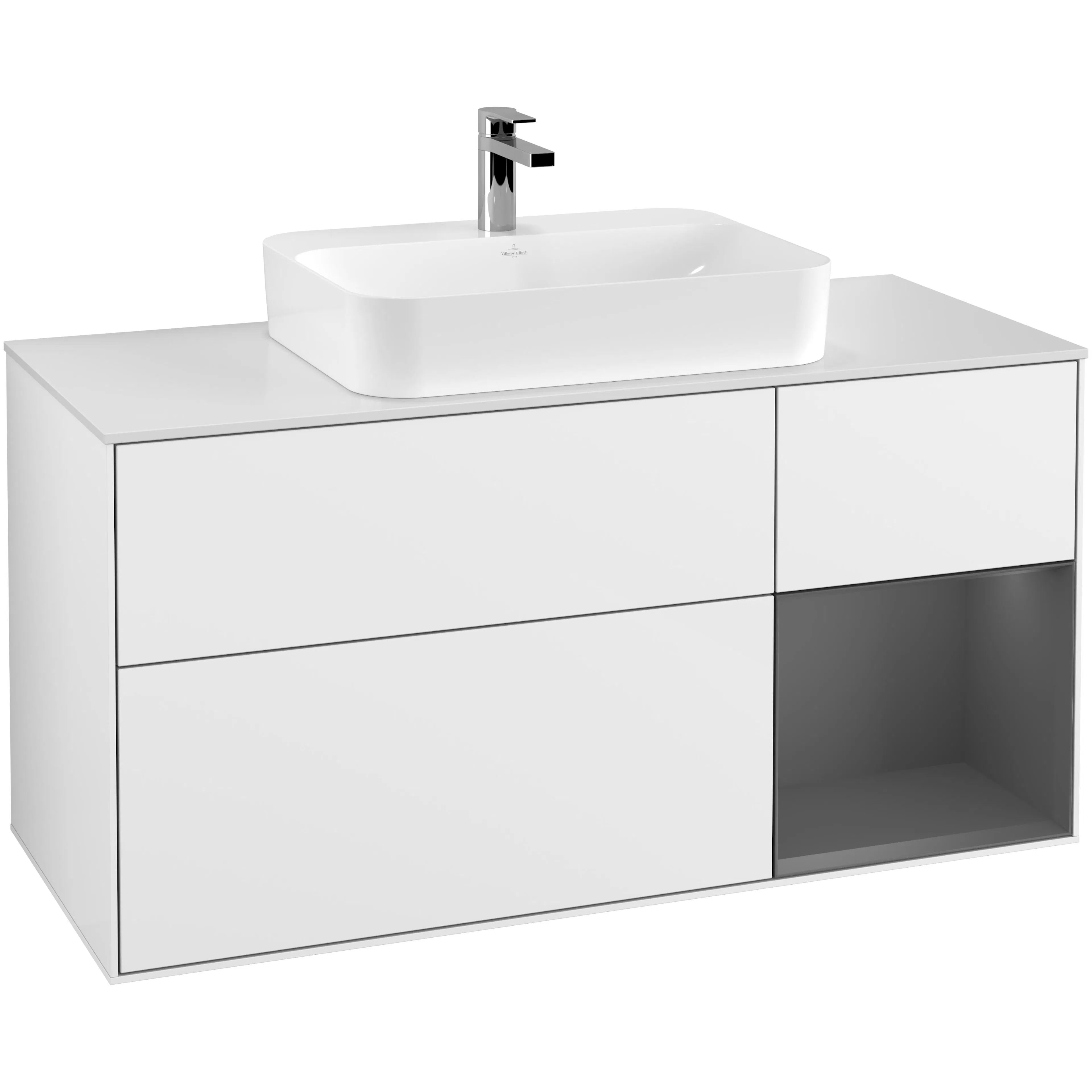 Tvättställsskåp Villeroy & Boch Finion med 3 Lådor Hylla och Bänkskiva för Ytmonterat Tvättställ