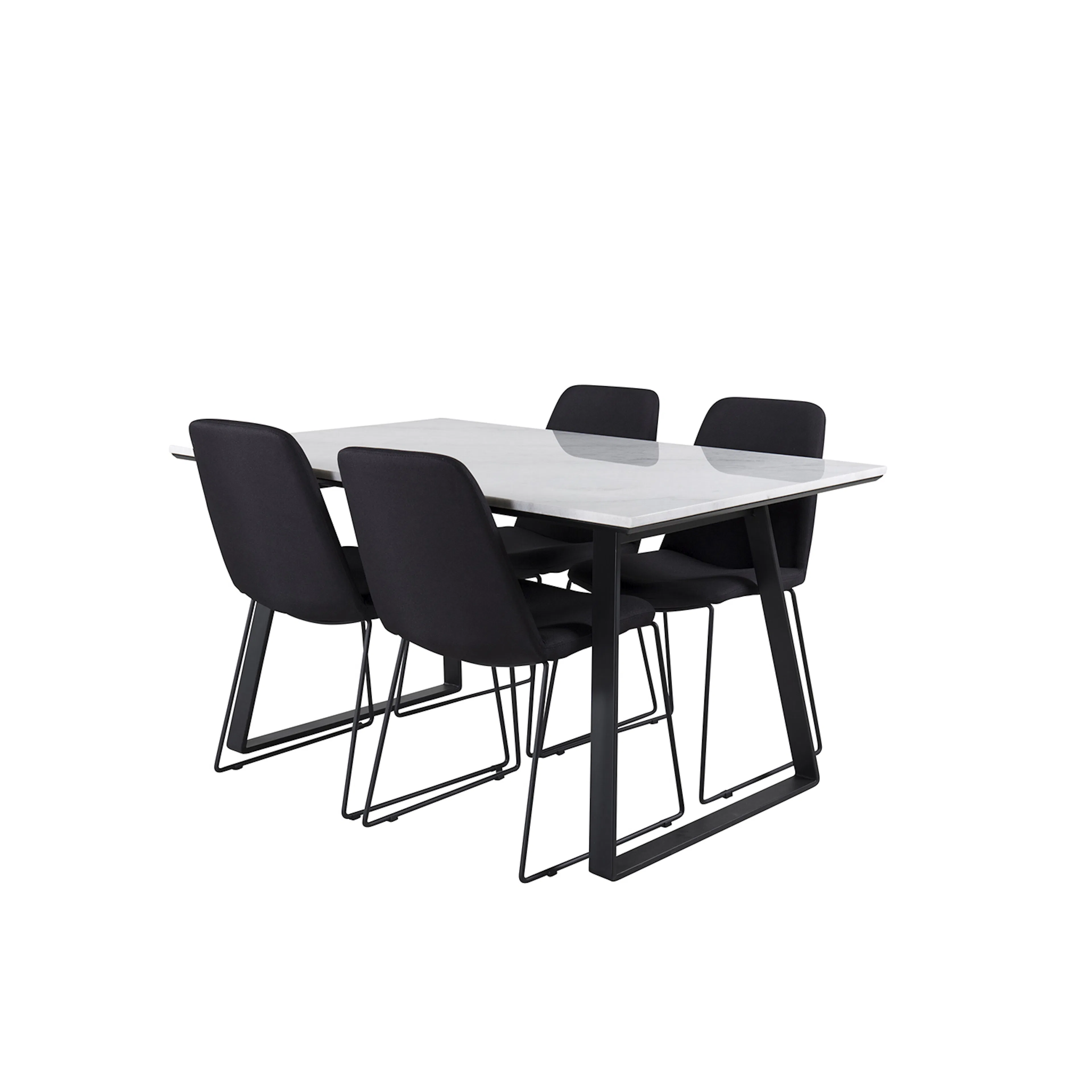Estelle Table White / Black+Muce Chair - - Black Fabric_4 Vit/Svart