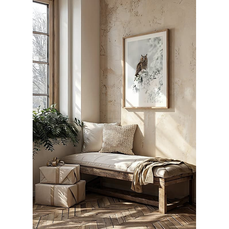 Poster Gallerix Owl On Snow Branch