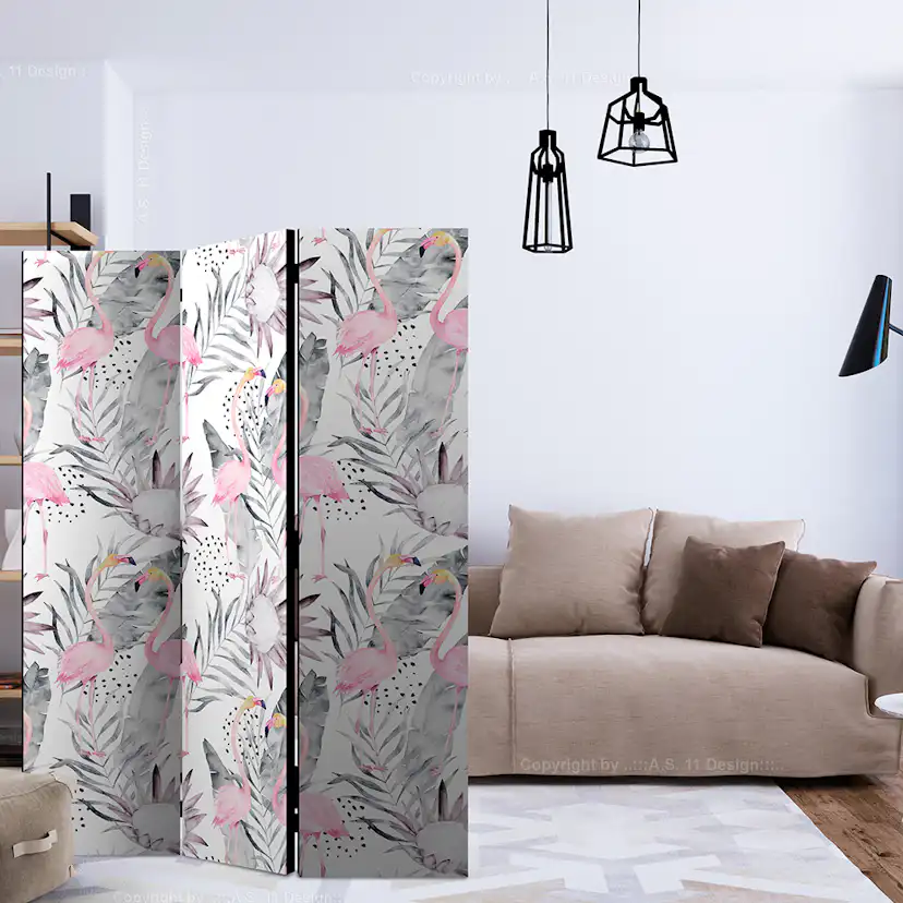 Rumsavdelare Skärmvägg Arkiio Flamingos And Twigs 135x172 cm