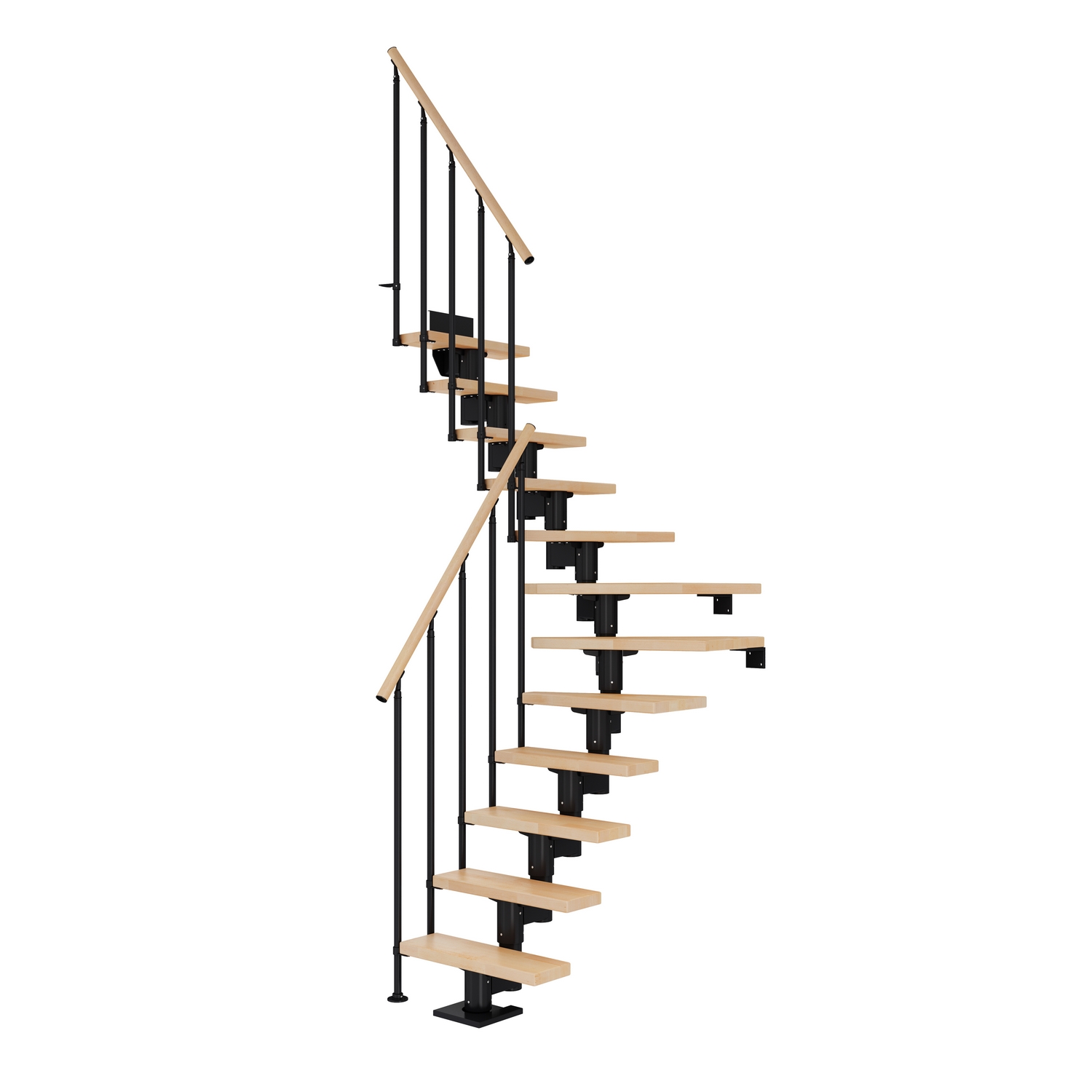 DUBLIN bok steg 1/4 svängd svart CLASSIC II räcke 13T 71cm Svart, LxB: 2180x710 mm